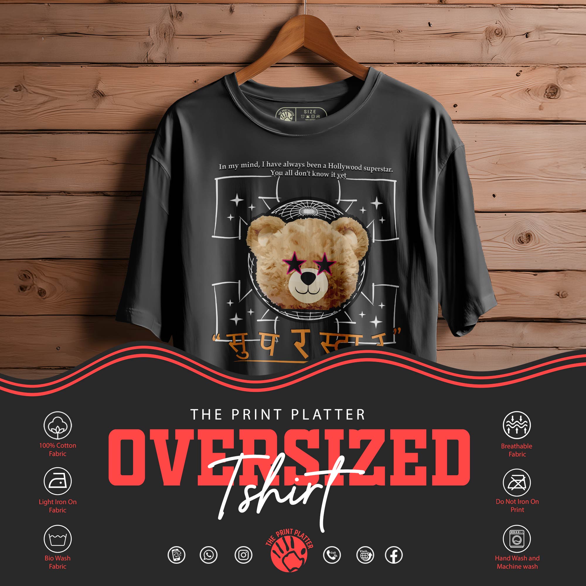 SUPERSTAR Oversized Black T-shirt Bio Wash| 26