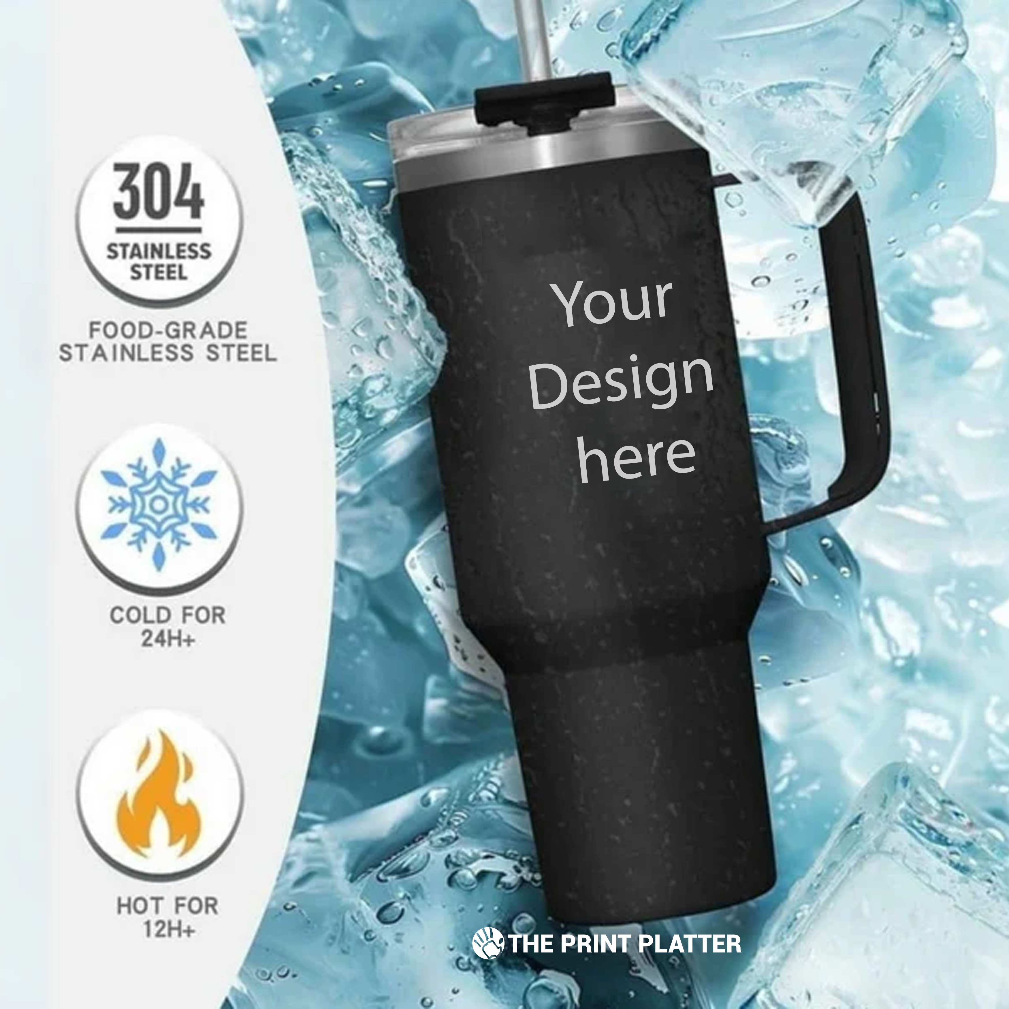 The Print Platter Customized Large Insulated Coffee Travel Mug – 1200ml Personalizable Cup