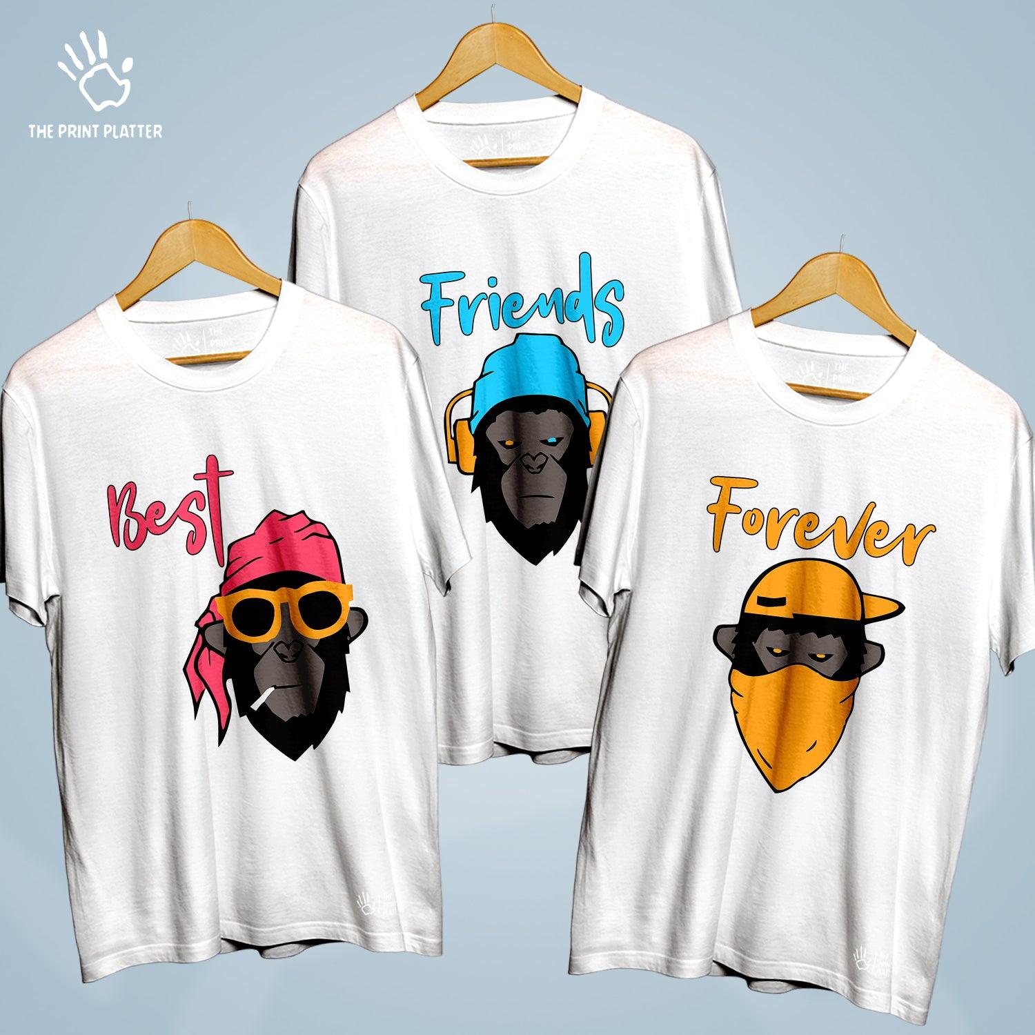 Best Friends Forever Cotton Bio Wash 180gsm T-shirt | 3Combo-FriendshipDay-4-BFF