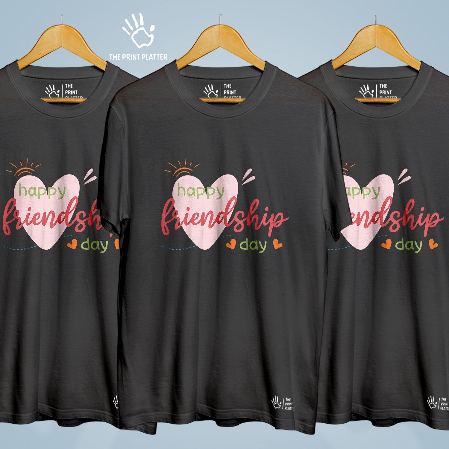 Happy Friendship Day Cotton Bio Wash 180gsm T-shirt | 3Combo-FriendshipDay-8-HFD