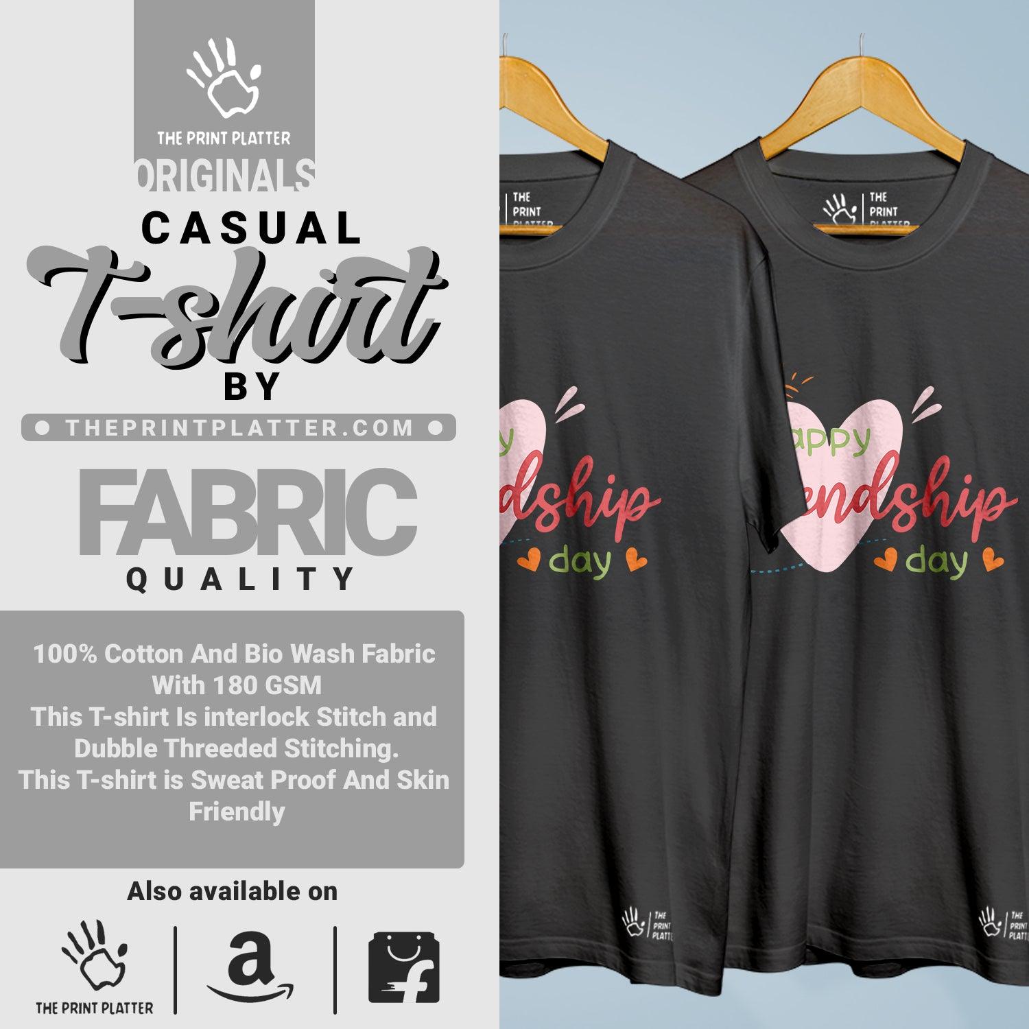 Happy Friendship Day Cotton Bio Wash 180gsm T-shirt | 3Combo-FriendshipDay-8-HFD