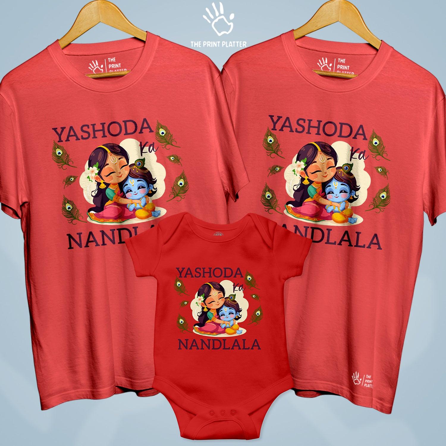 Yashoda Ka Nandlala Unisex Cotton Bio Wash 180gsm T-shirt + Half Sleeve Romper Combo | 3Combo-Janmashtami-6