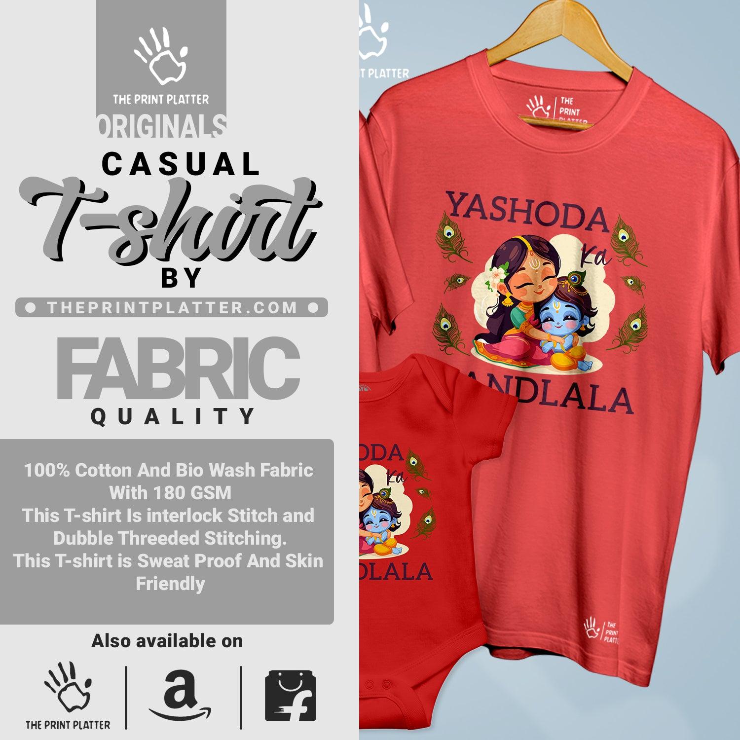 Yashoda Ka Nandlala Unisex Cotton Bio Wash 180gsm T-shirt + Half Sleeve Romper Combo | 3Combo-Janmashtami-6