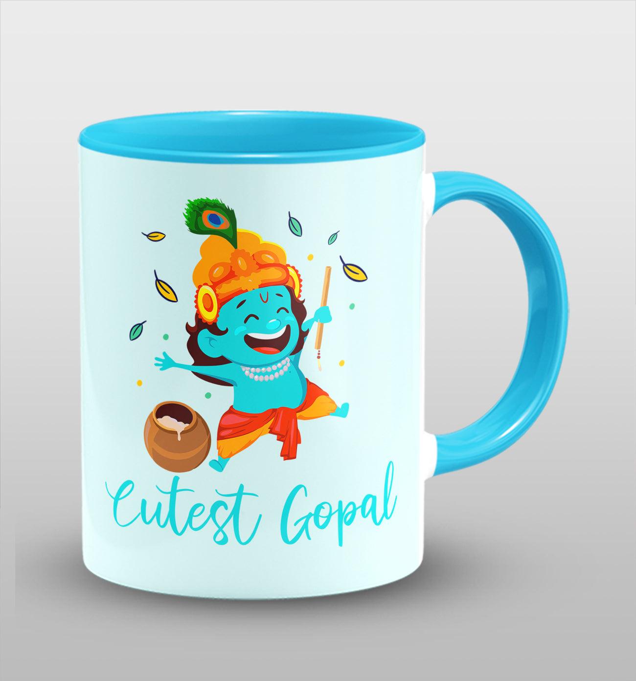 Cutest Gopal White Cermic Coffee Mug 330 ml, Microwave & Dishwasher Safe| CM-16
