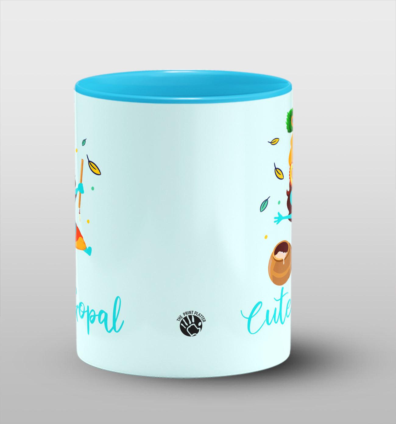 Cutest Gopal White Cermic Coffee Mug 330 ml, Microwave & Dishwasher Safe| CM-16