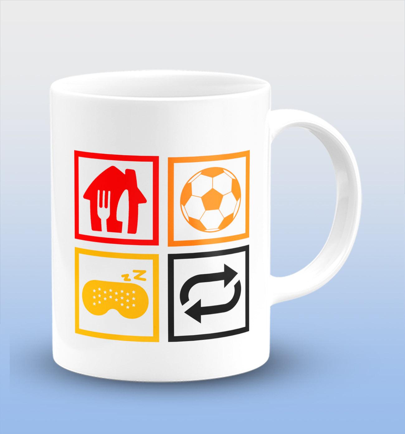 Eat Sleep Football Repeat White Cermic Coffee Mug 330 ml, Microwave & Dishwasher Safe| CM-R155