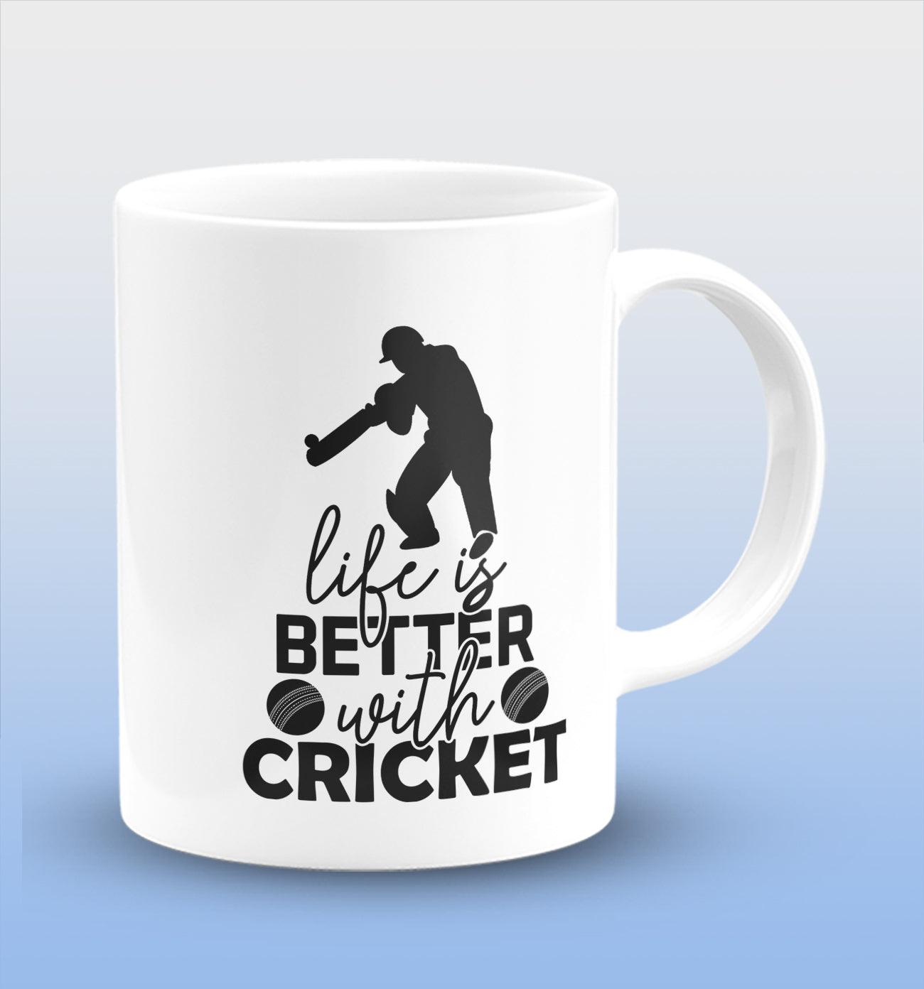Life is better with Cricket White Cermic Coffee Mug 330 ml, Microwave & Dishwasher Safe| CM-R159
