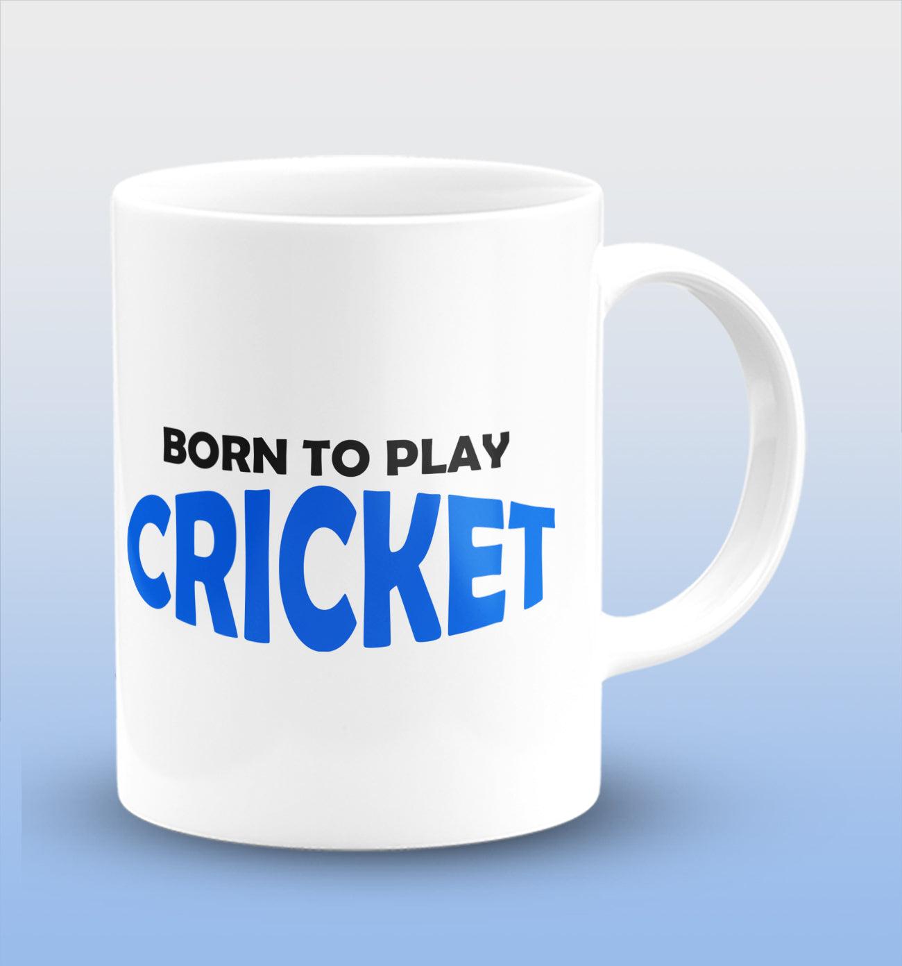 Born To Play Cricket White Cermic Coffee Mug 330 ml, Microwave & Dishwasher Safe| CM-R160