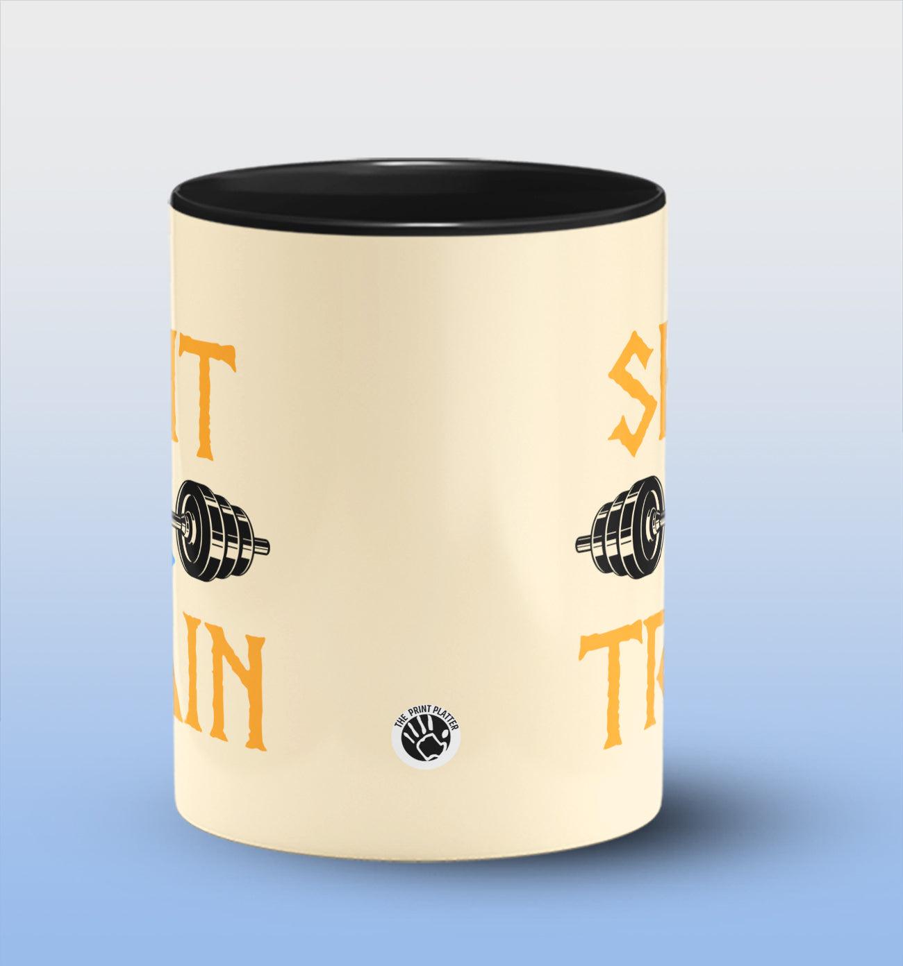 Shut Up And Train Inside Black Cermic Coffee Mug 330 ml, Microwave & Dishwasher Safe| CM-R29