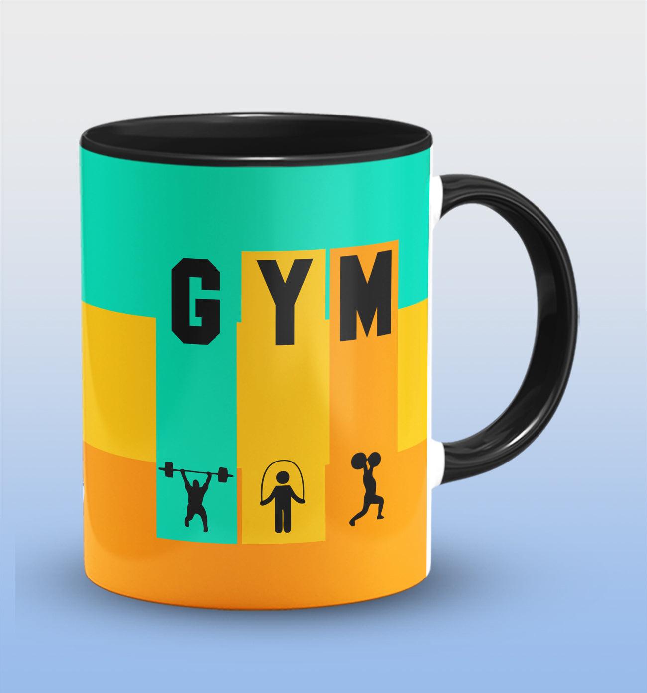 Gym Inside Black Cermic Coffee Mug 330 ml, Microwave & Dishwasher Safe| CM-R32
