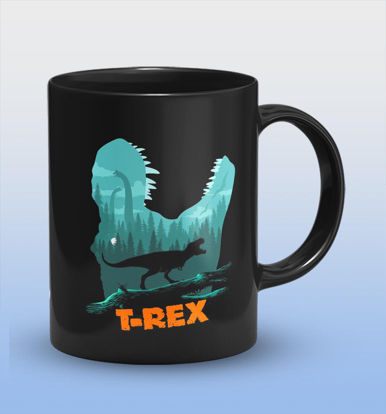 T-Rex Full Black Cermic Coffee Mug 330 ml, Microwave & Dishwasher Safe| CM-R55