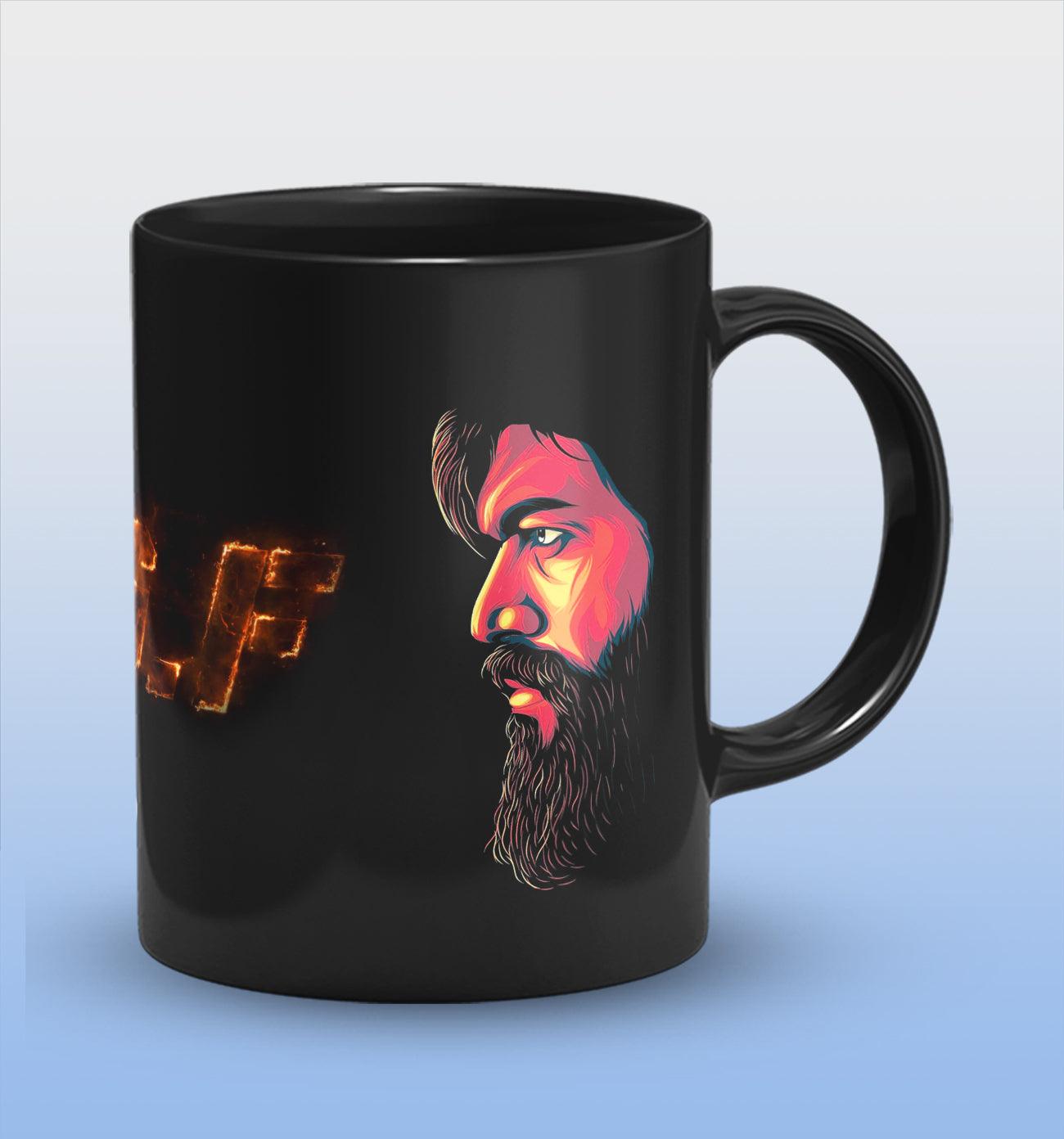 KGF Full Black Cermic Coffee Mug 330 ml, Microwave & Dishwasher Safe| CM-R60