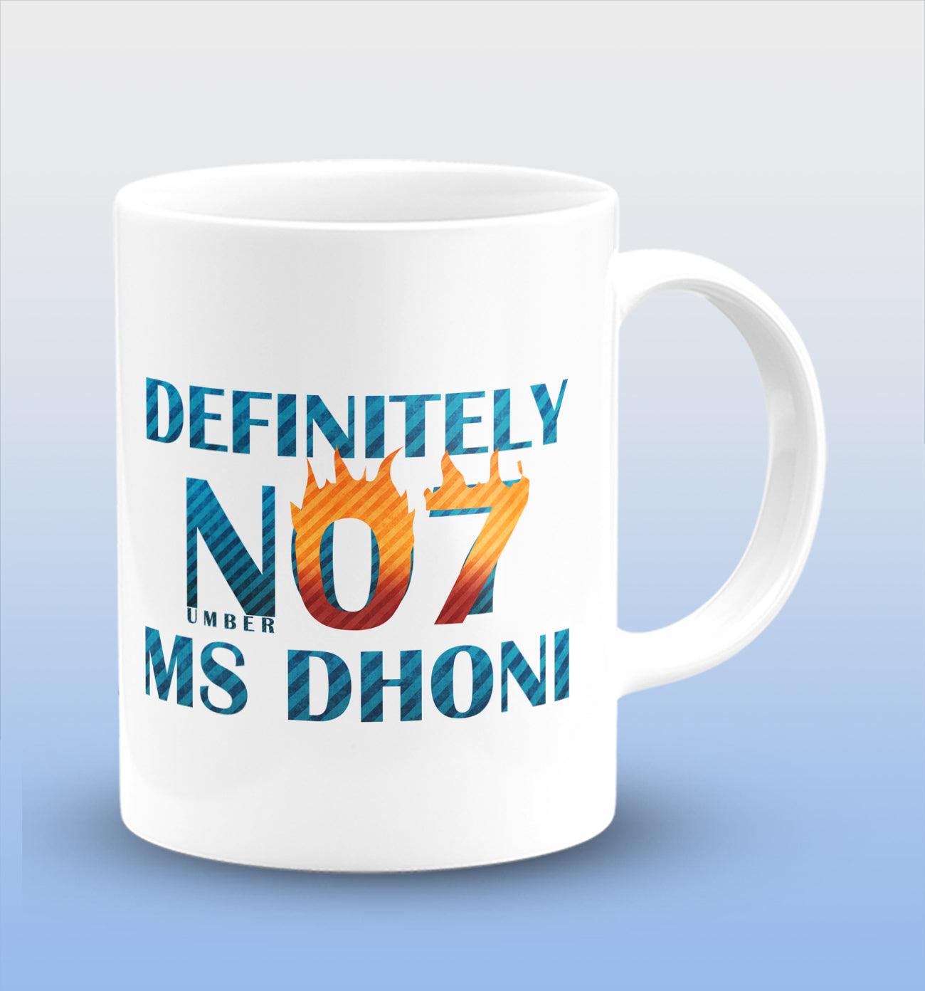 Definitely Number 7 MS Dhoni White Cermic Coffee Mug 330 ml, Microwave & Dishwasher Safe| CM-R70