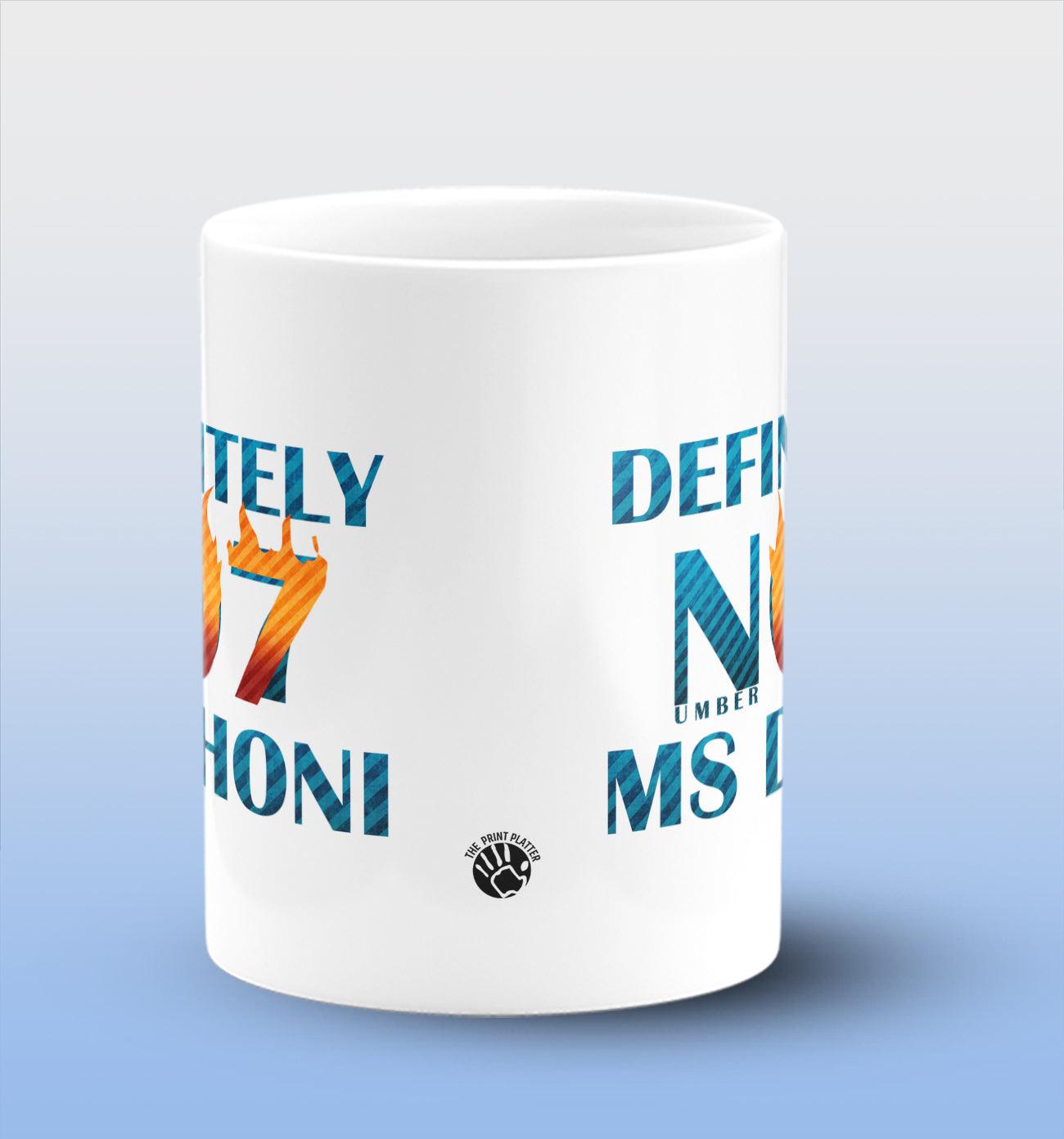 Definitely Number 7 MS Dhoni White Cermic Coffee Mug 330 ml, Microwave & Dishwasher Safe| CM-R70