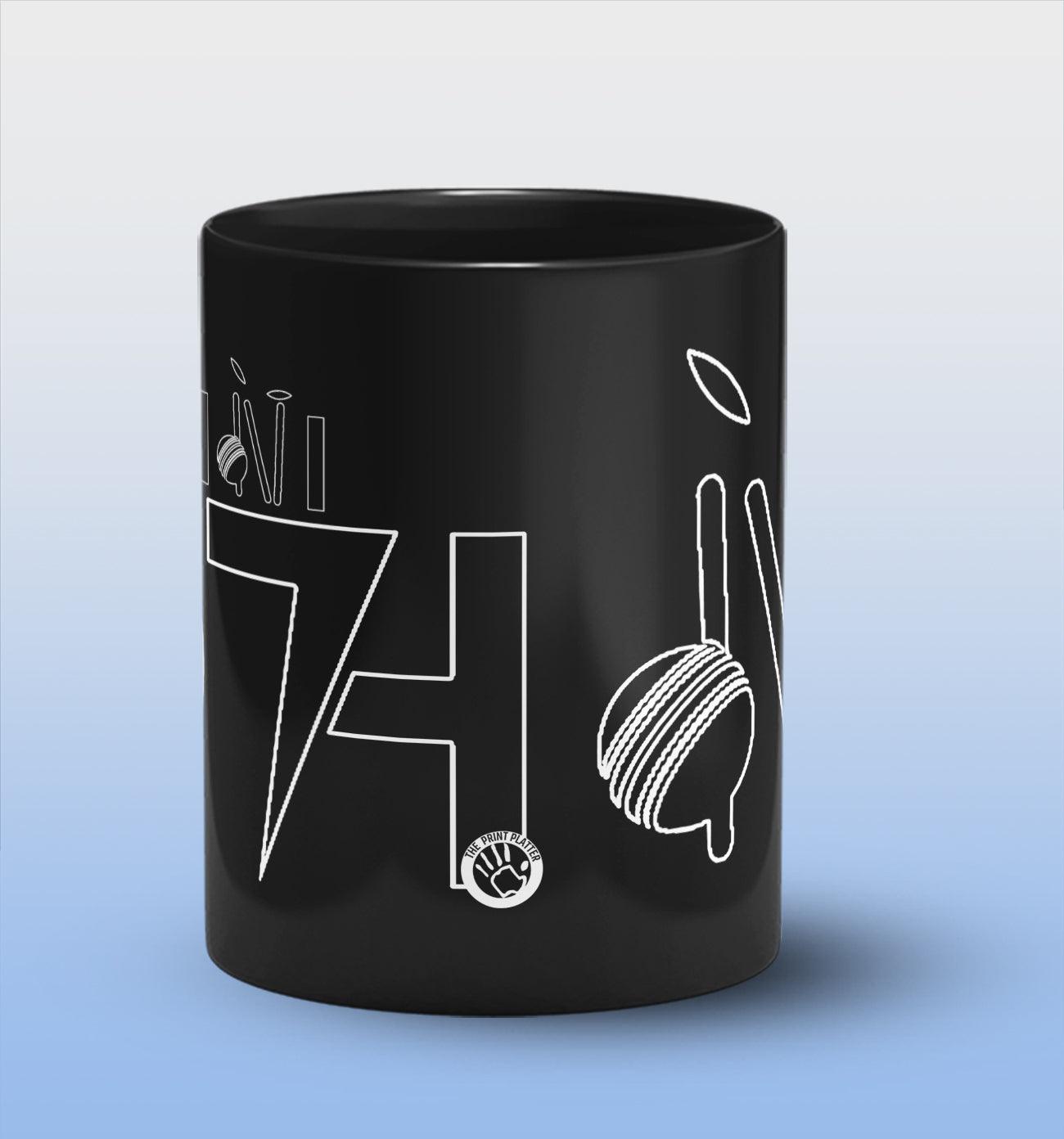 Dhoni Full Black Cermic Coffee Mug 330 ml, Microwave & Dishwasher Safe| CM-R72