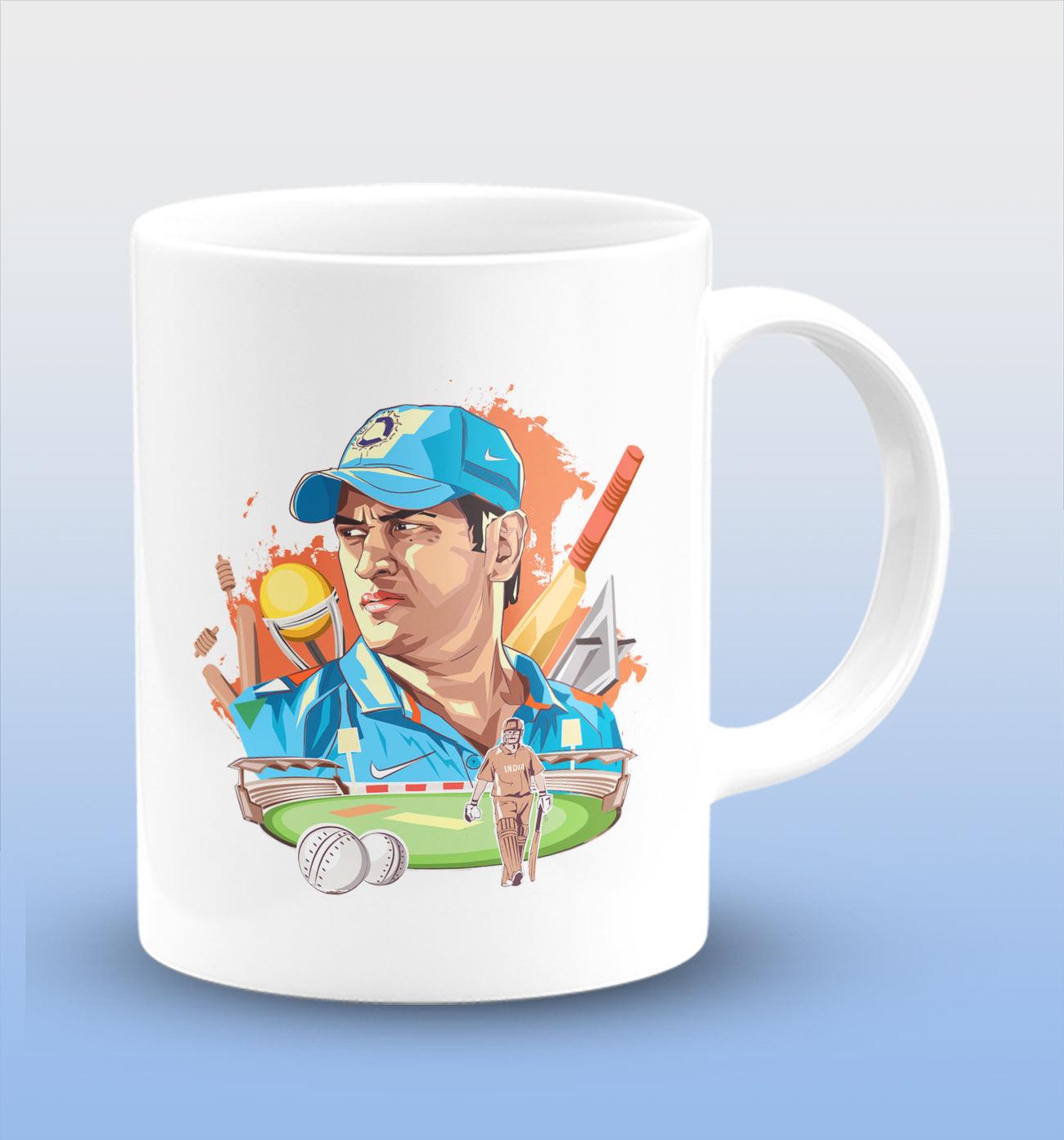 MS Dhoni White Cermic Coffee Mug 330 ml, Microwave & Dishwasher Safe| CM-R73