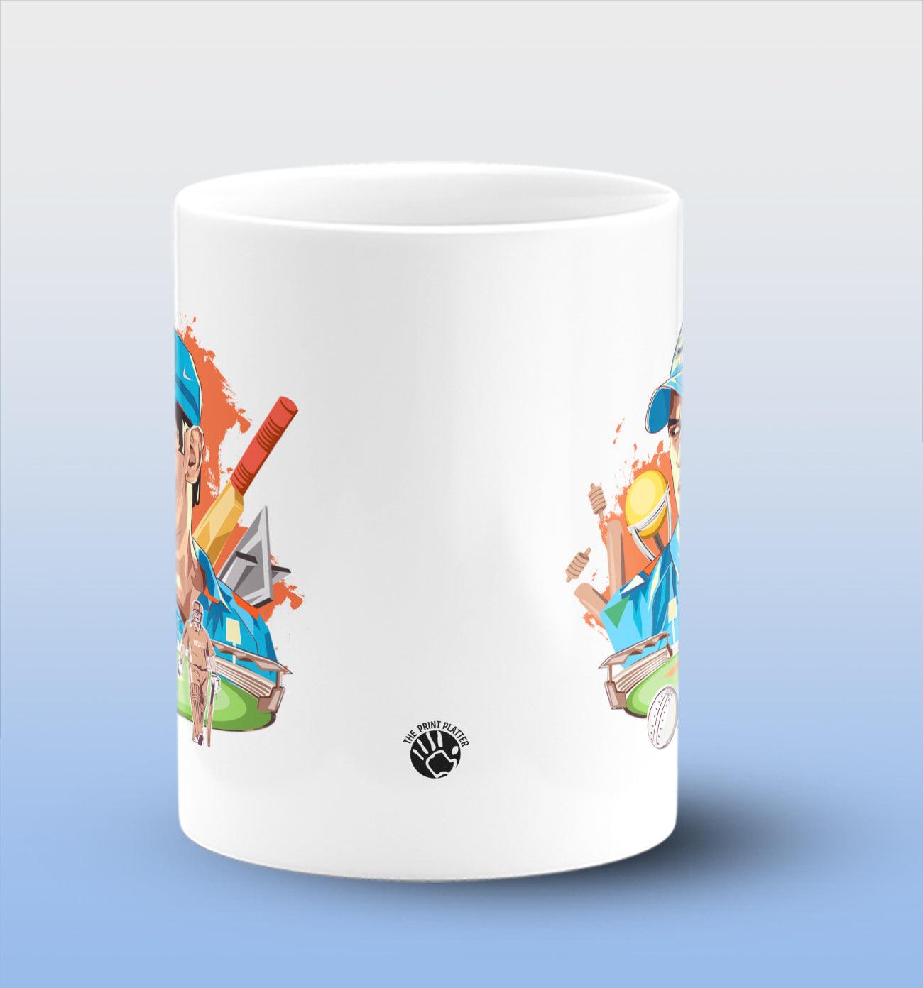 MS Dhoni White Cermic Coffee Mug 330 ml, Microwave & Dishwasher Safe| CM-R73