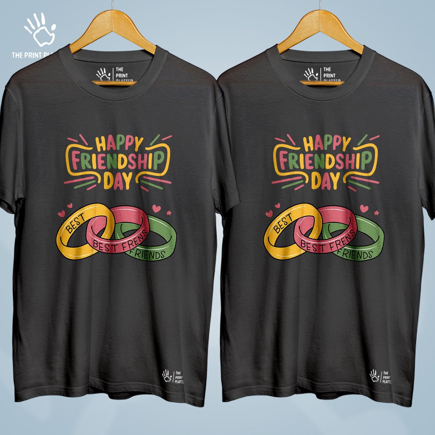 Happy Friendship Day Cotton Bio Wash 180gsm T-shirt | Combo-FriendshipDay-6-HFD