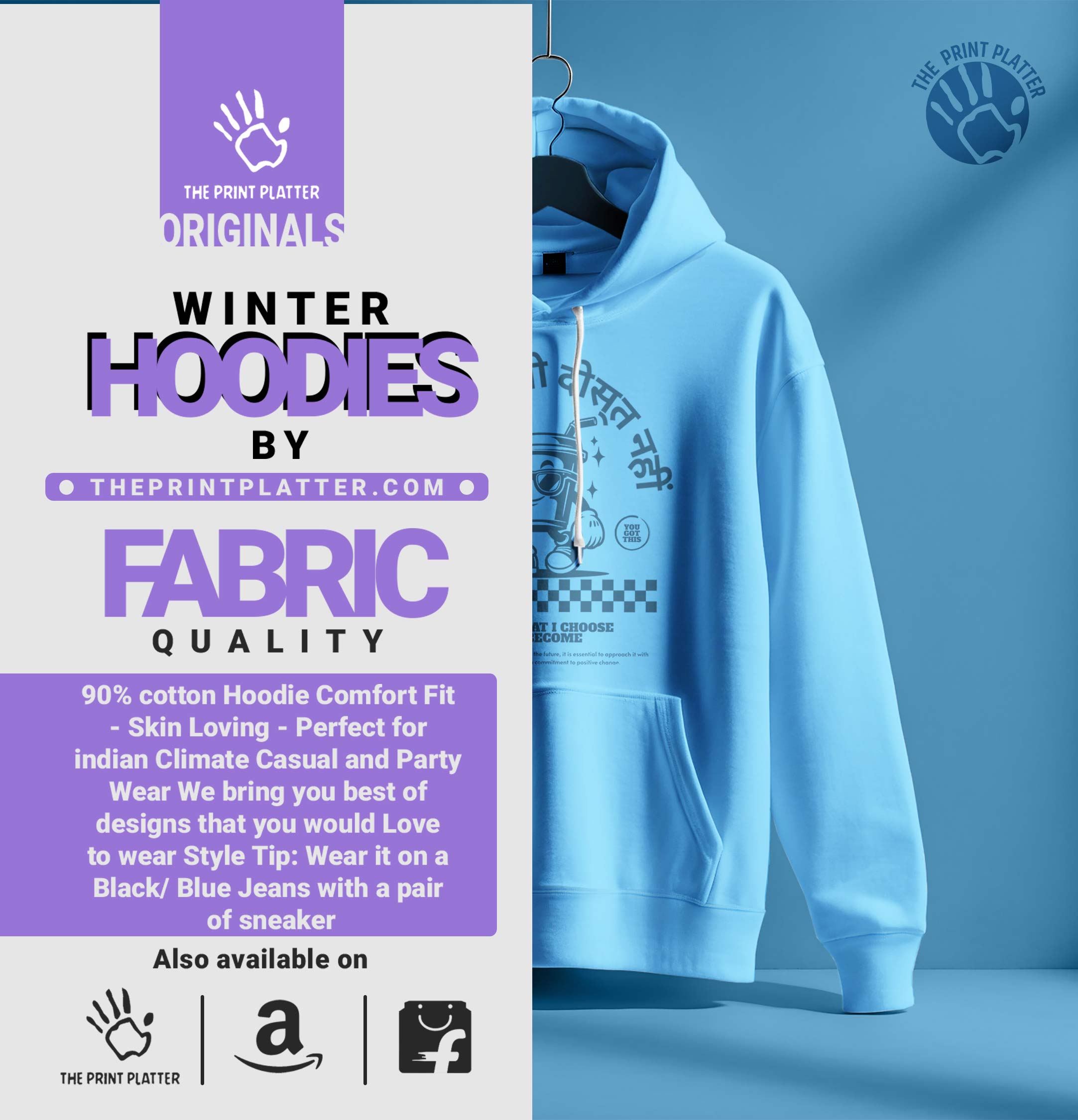 Paisa Banao Dost Nahi – Sky Blue Unisex Hoodie | 330 GSM | Bio-Wash Finish