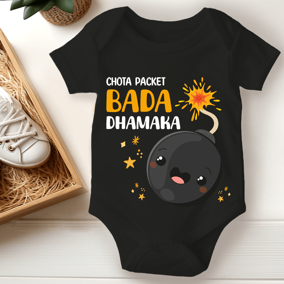 Diwali Baby Romper Chota Packet Bada Dhamka