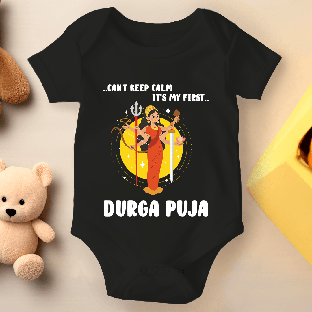Durga Pooja Baby Romper - Can't Keep Calm Its Durga Pooja