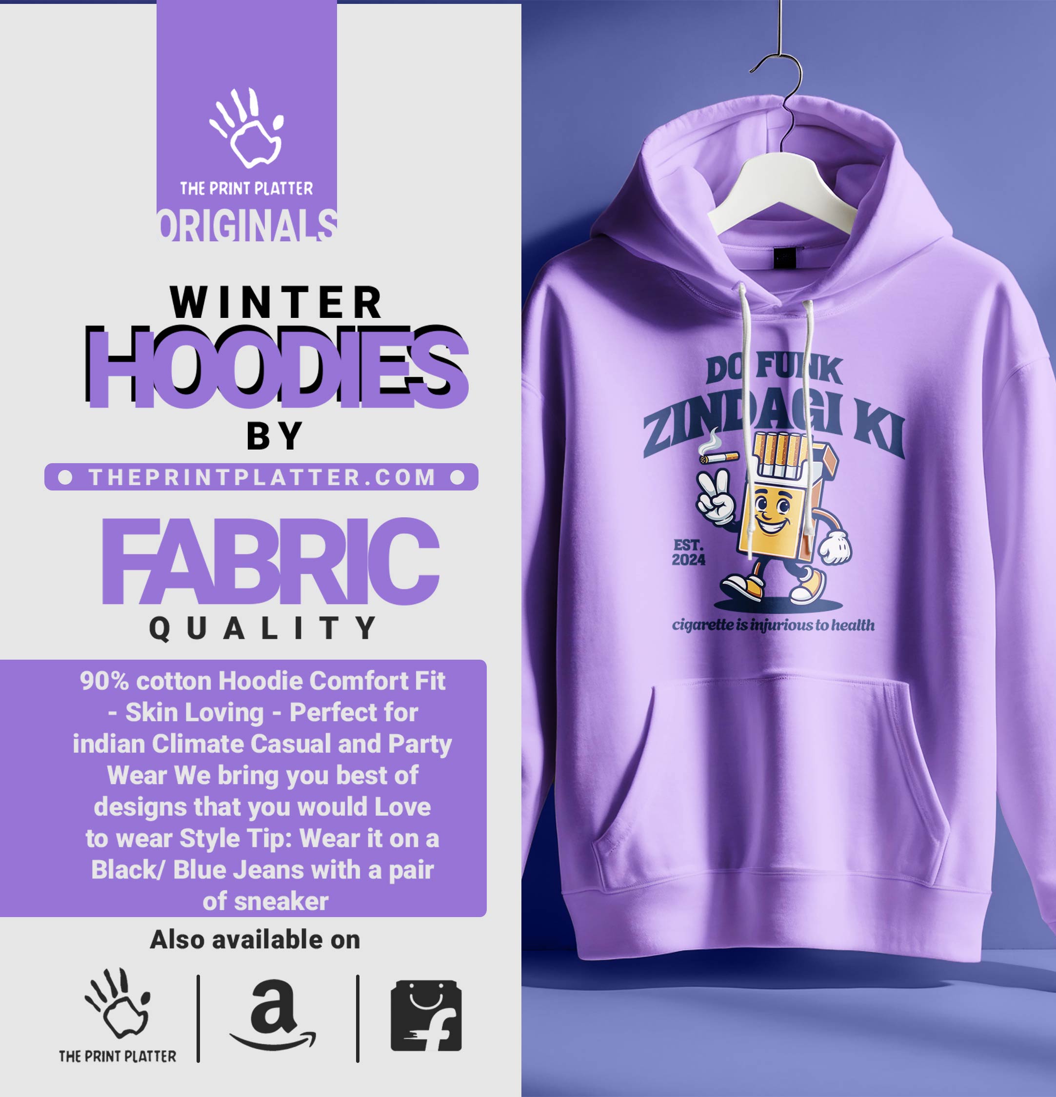 DO FUNK KI ZINDAGI HOODIE UNISEX CASUAL WEAR | 65