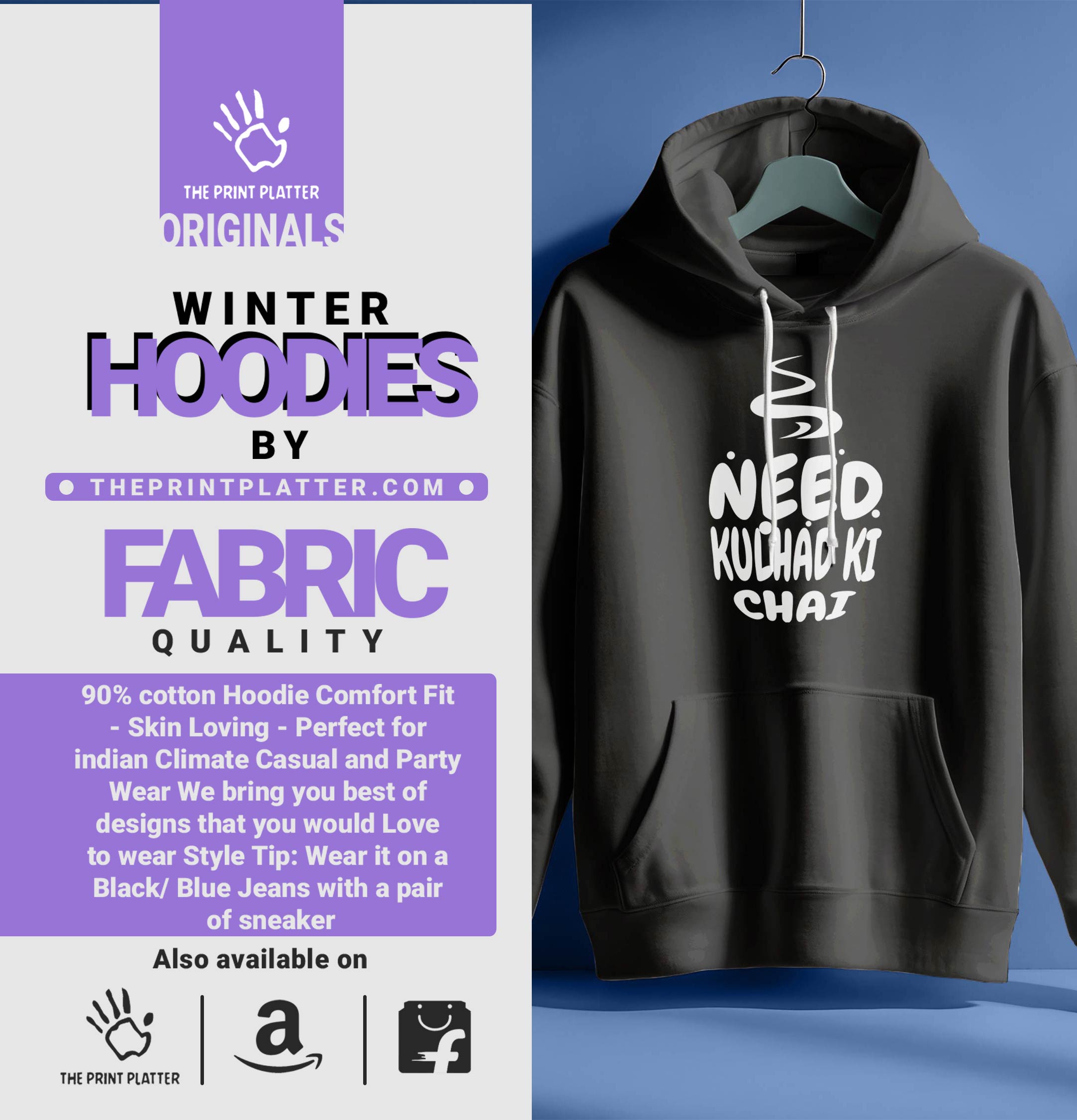 KULHAD KI CHAI HOODIE UNISEX CASUAL WEAR | 74