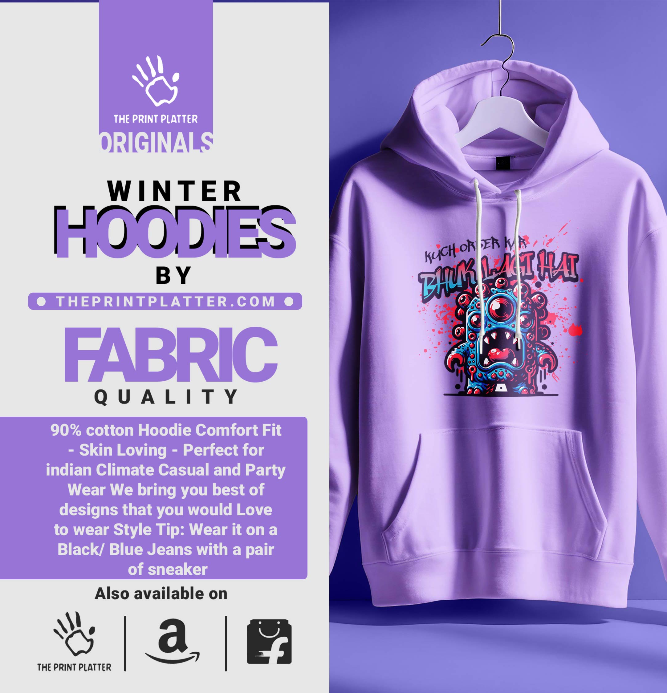 BHOOKH LAGI HAI HOODIE UNISEX CASUAL WEAR | 81