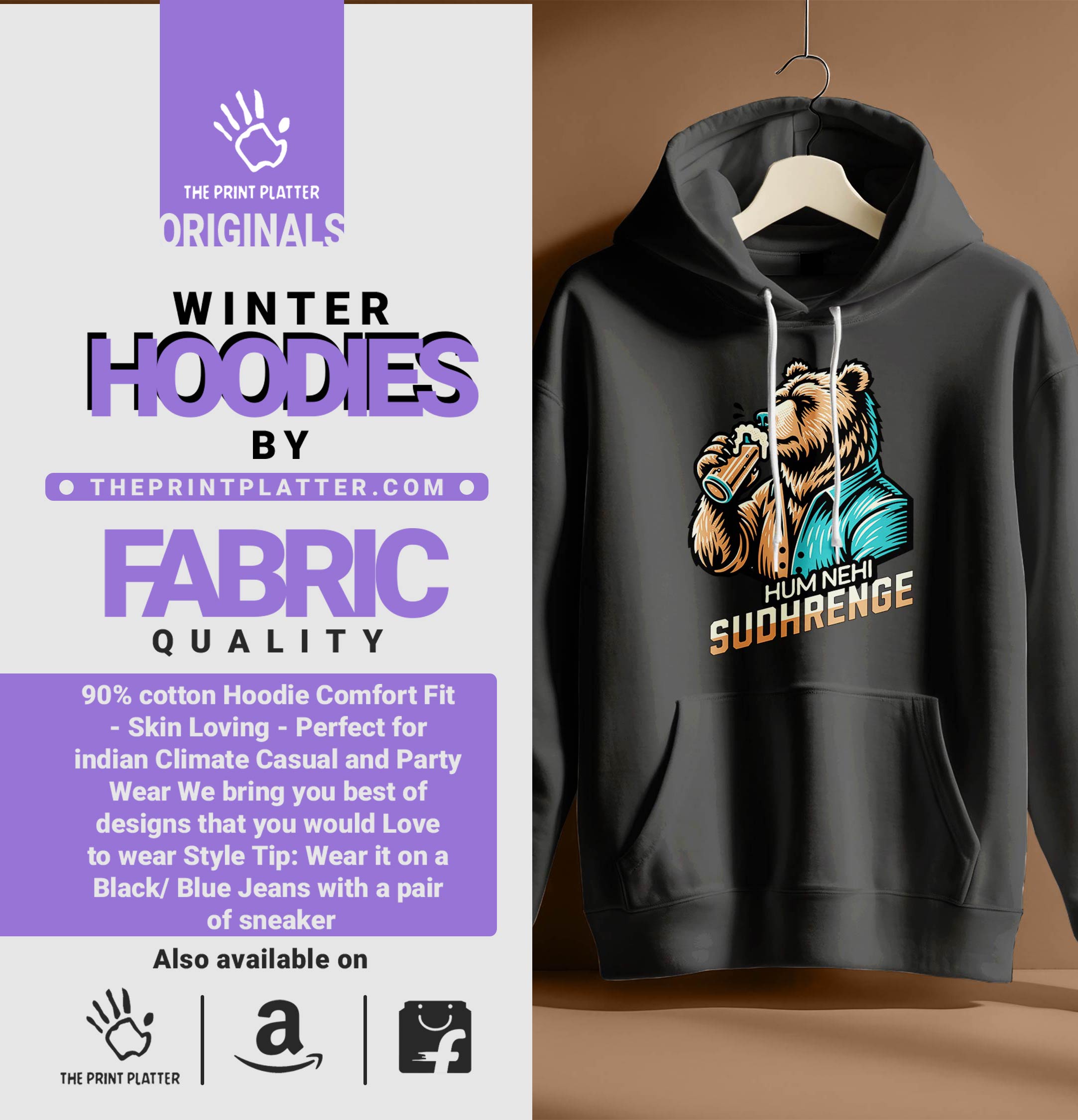 HUM NAHI SUDHARENGE HOODIE UNISEX CASUAL WEAR | 88