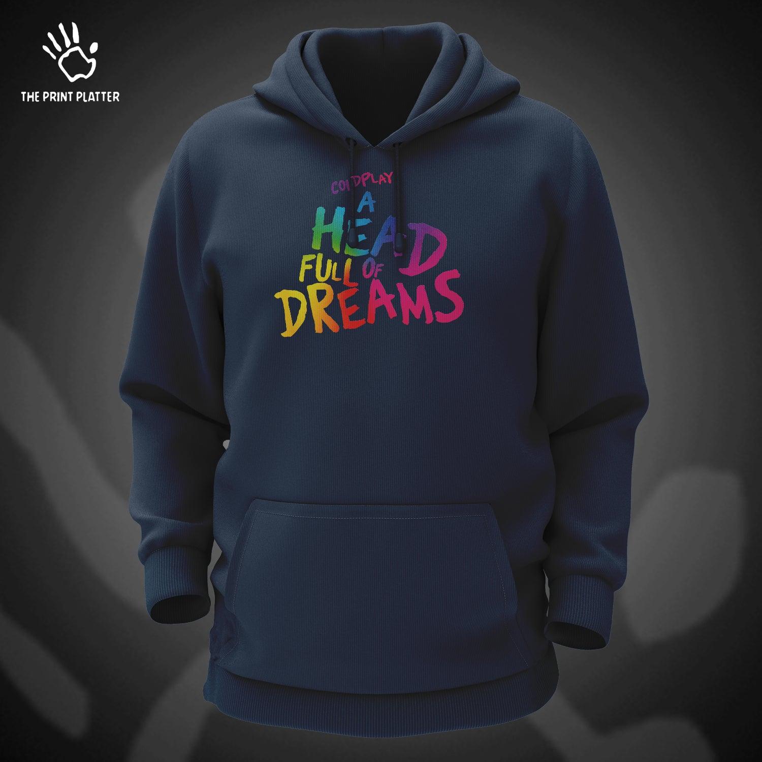 A Head Full of Dreams Cotton Bio Wash 330gsm Sweatshirt with Hood for Winter | H-R140
