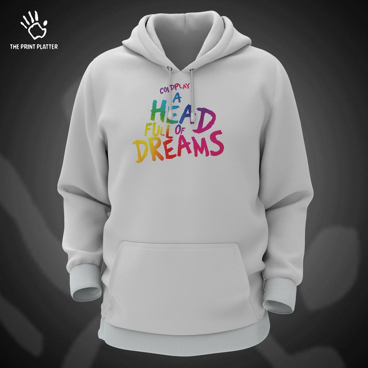 A Head Full of Dreams Cotton Bio Wash 330gsm Sweatshirt with Hood for Winter | H-R140