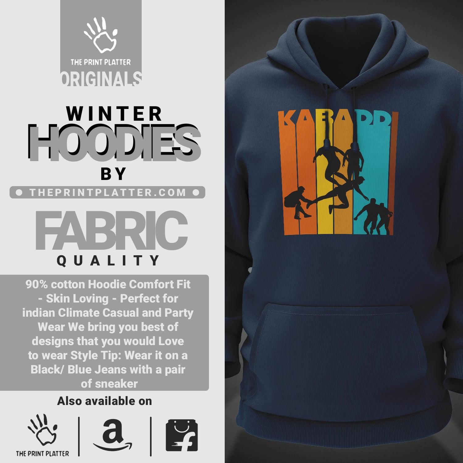 Kabaddi Cotton Bio Wash 330gsm Sweatshirt with Hood for Winter | H-R144
