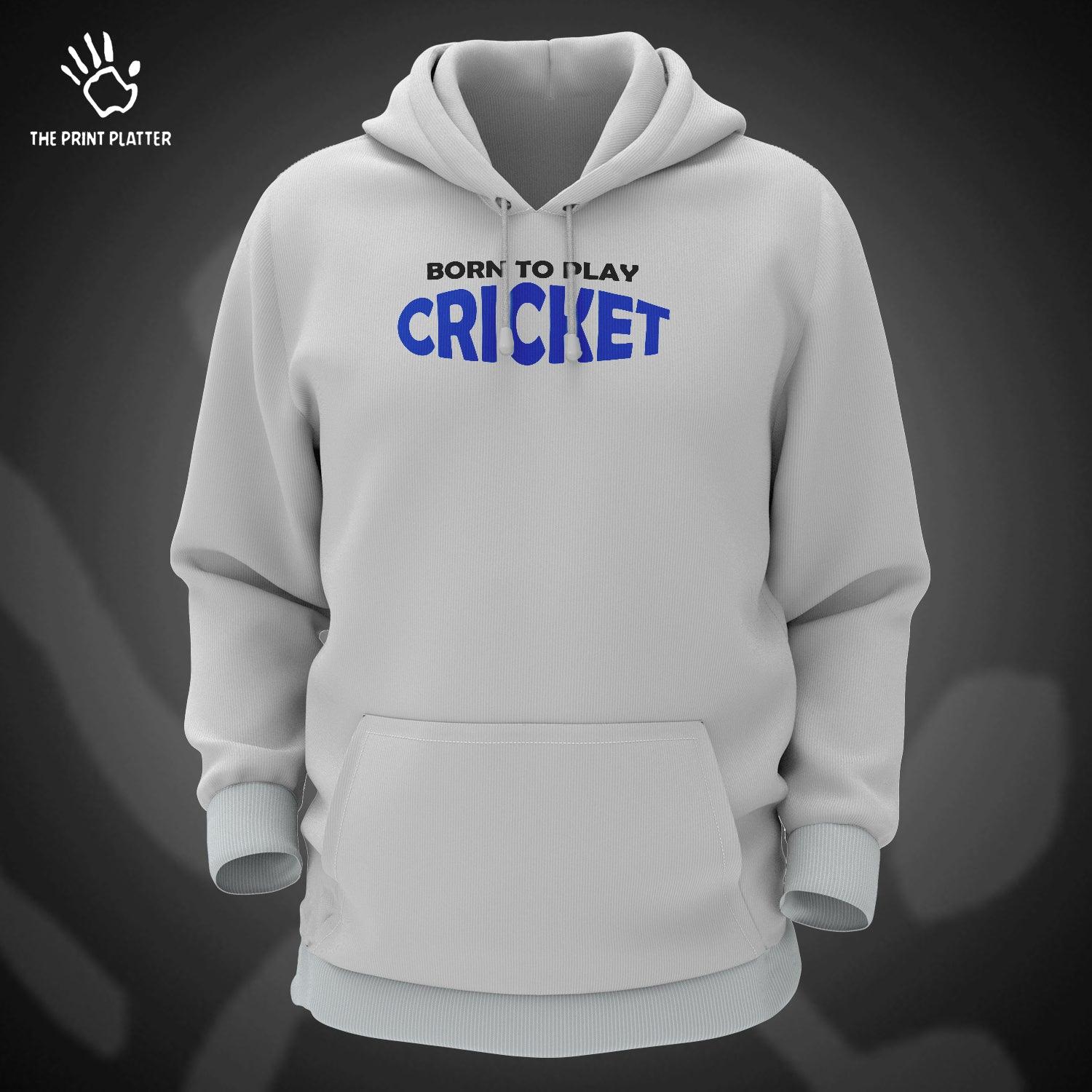 Born To Play Cricket Cotton Bio Wash 330gsm Sweatshirt with Hood for Winter | H-R160