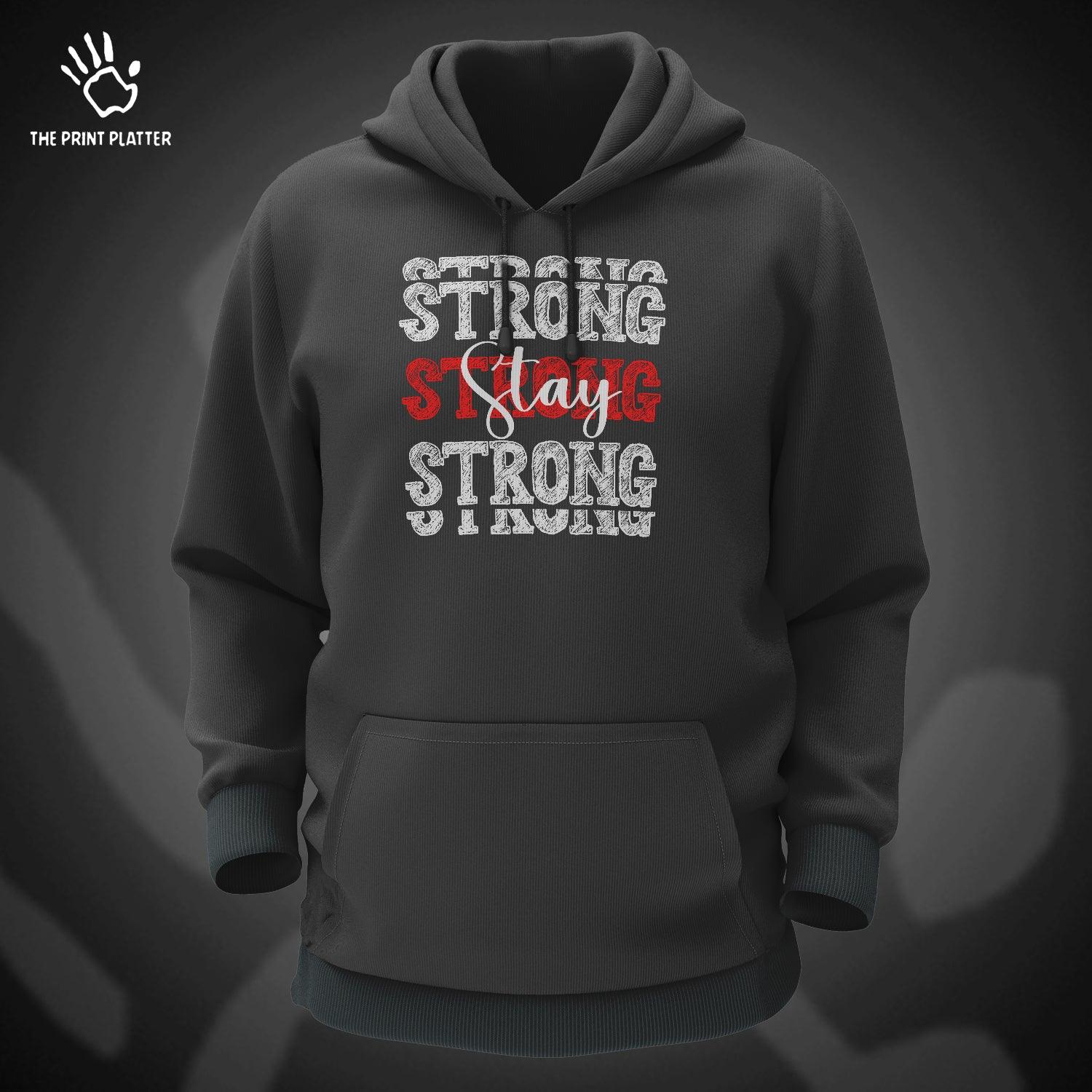 Stay Strong Cotton Bio Wash 330gsm Sweatshirt with Hood for Winter | H-R178