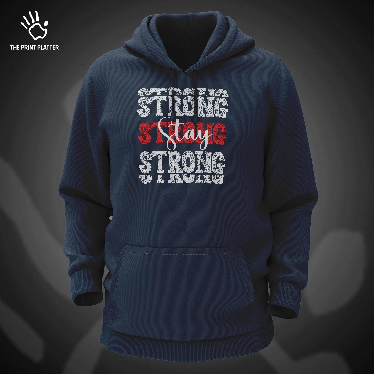 Stay Strong Cotton Bio Wash 330gsm Sweatshirt with Hood for Winter | H-R178