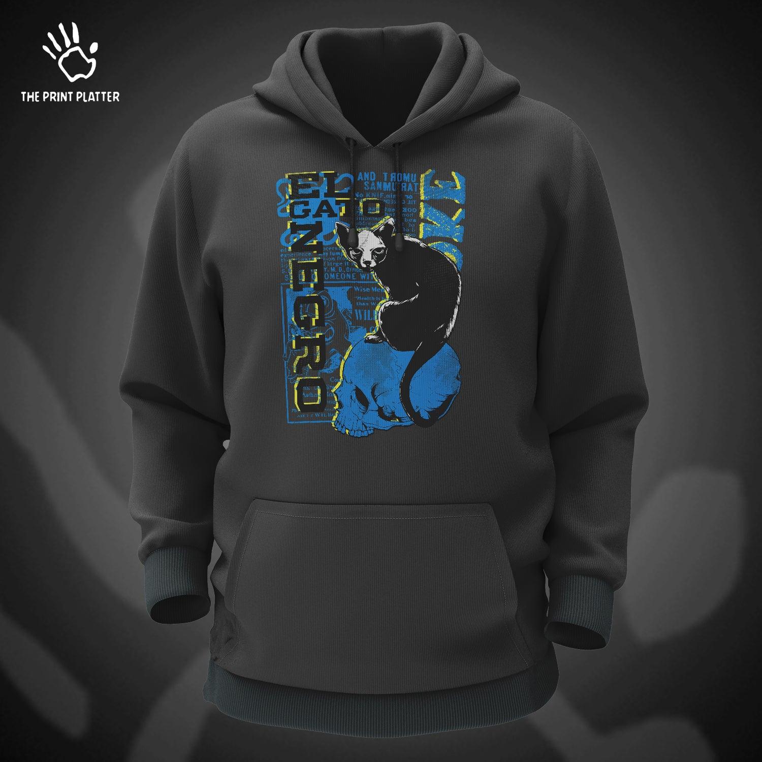 Cat Cotton Bio Wash 330gsm Sweatshirt with Hood for Winter | H-R187