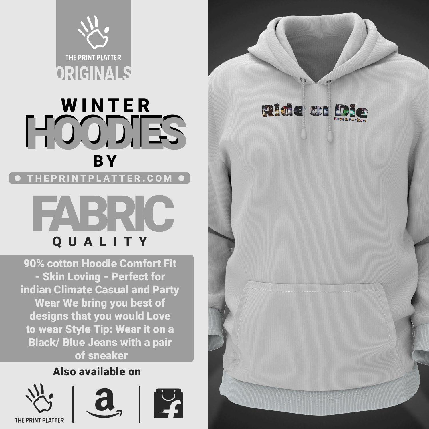 Rid Or Die Fast And Furious Cotton Bio Wash 330gsm Sweatshirt with Hood for Winter | H-R190