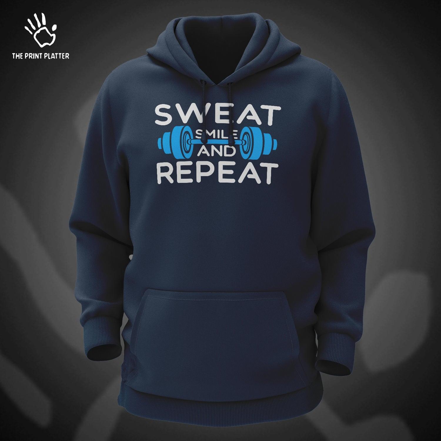 Sweat Smile And Repeat Cotton Bio Wash 330gsm Sweatshirt with Hood for Winter | H-R22