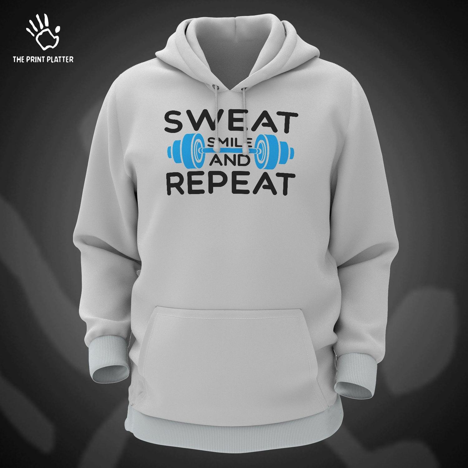 Sweat Smile And Repeat Cotton Bio Wash 330gsm Sweatshirt with Hood for Winter | H-R22