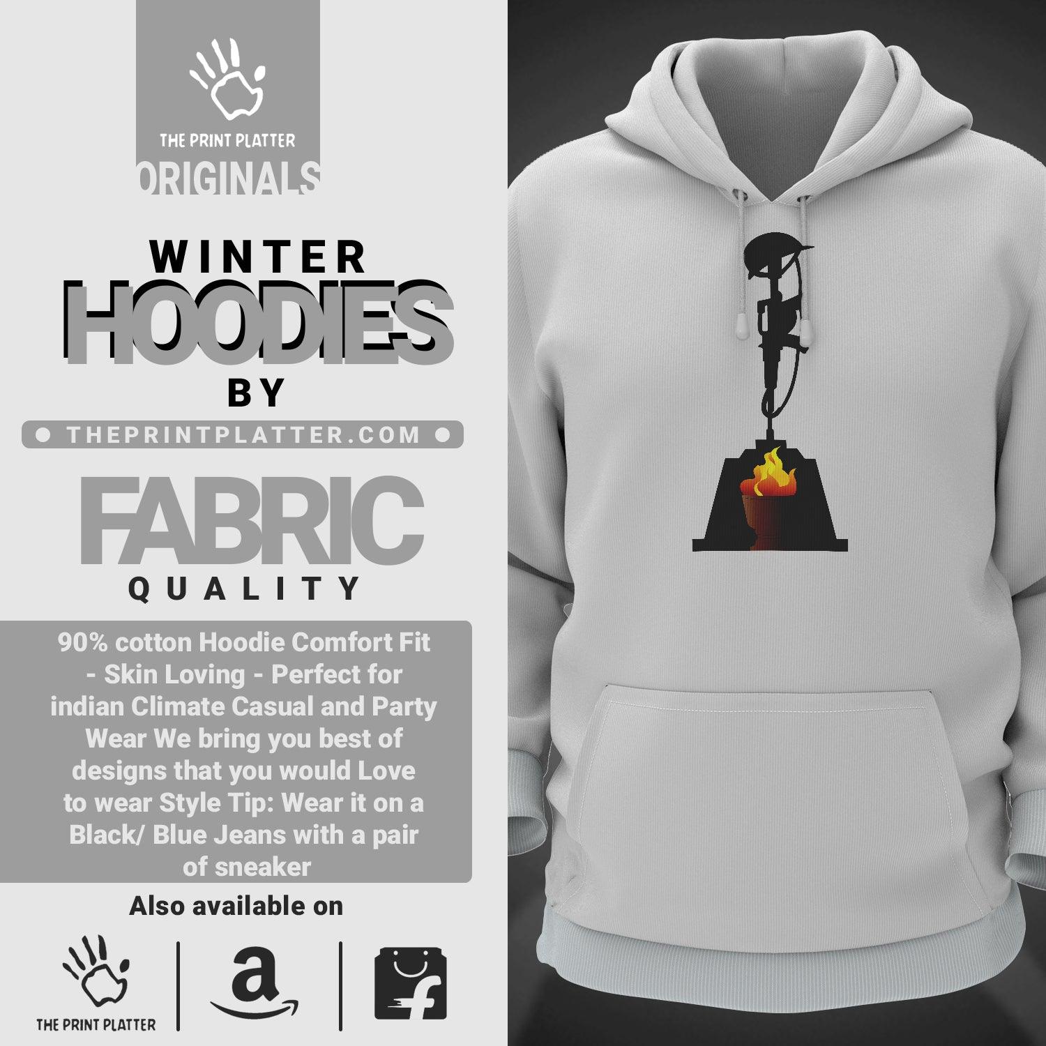 Army Cotton Bio Wash 330gsm Sweatshirt with Hood for Winter | H-R240