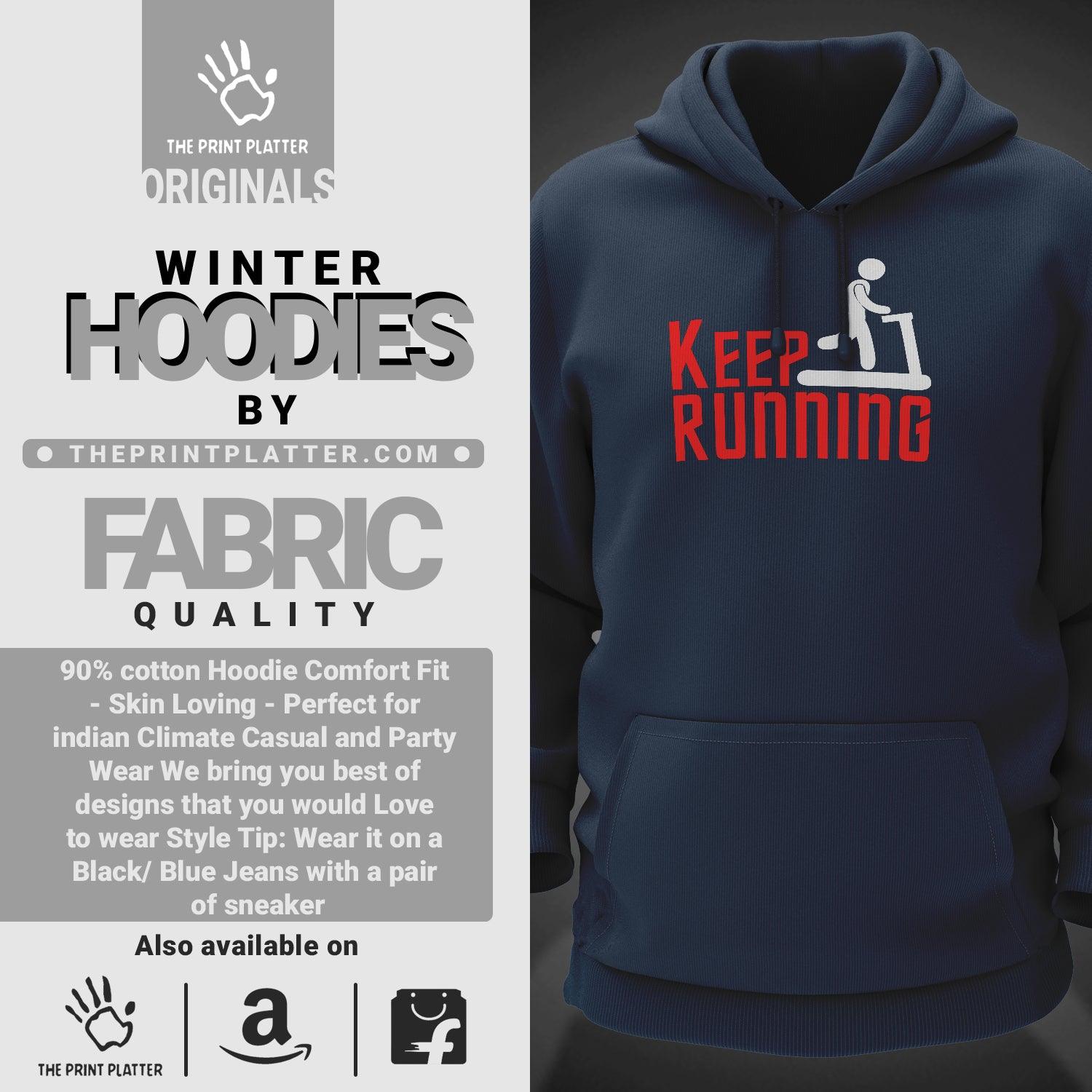 Keep Running Cotton Bio Wash 330gsm Sweatshirt with Hood for Winter | H-R30
