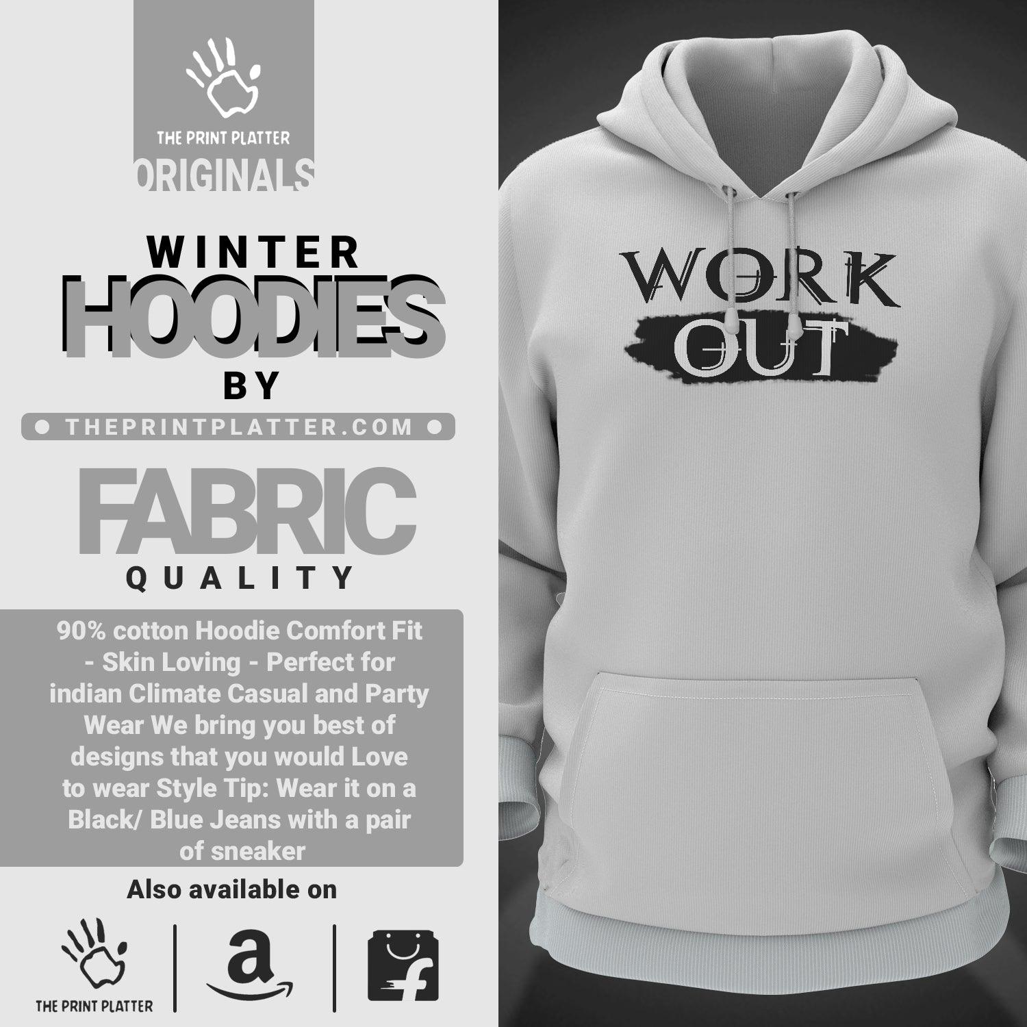 Work Out Cotton Bio Wash 330gsm Sweatshirt with Hood for Winter | H-R31