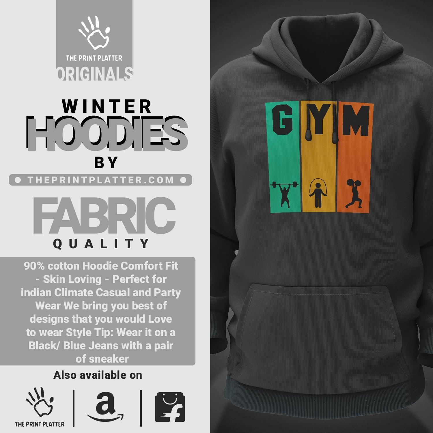 GYM Cotton Bio Wash 330gsm Sweatshirt with Hood for Winter | H-R32