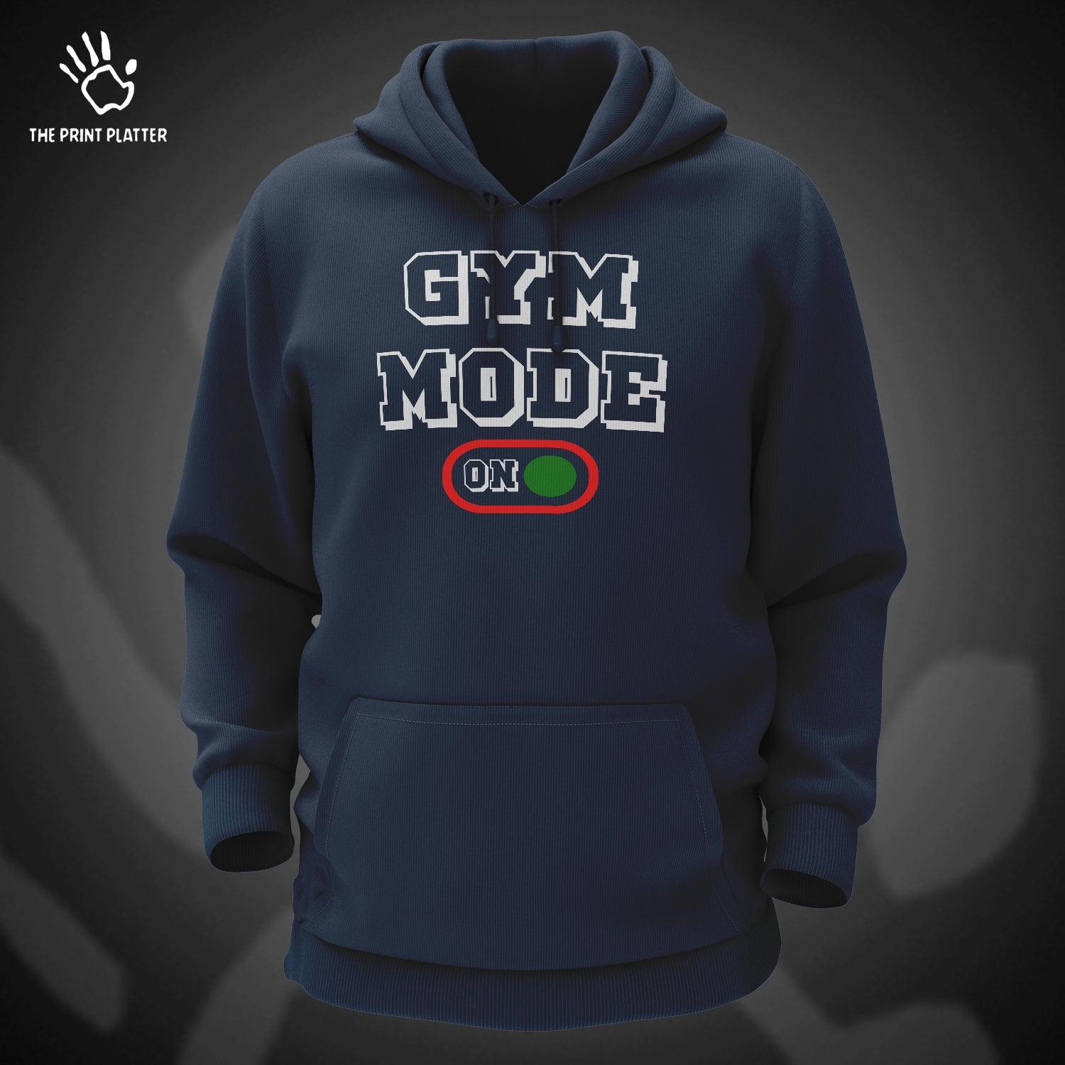 GYM MODE ON Cotton Bio Wash 330gsm Sweatshirt with Hood for Winter | H-R33