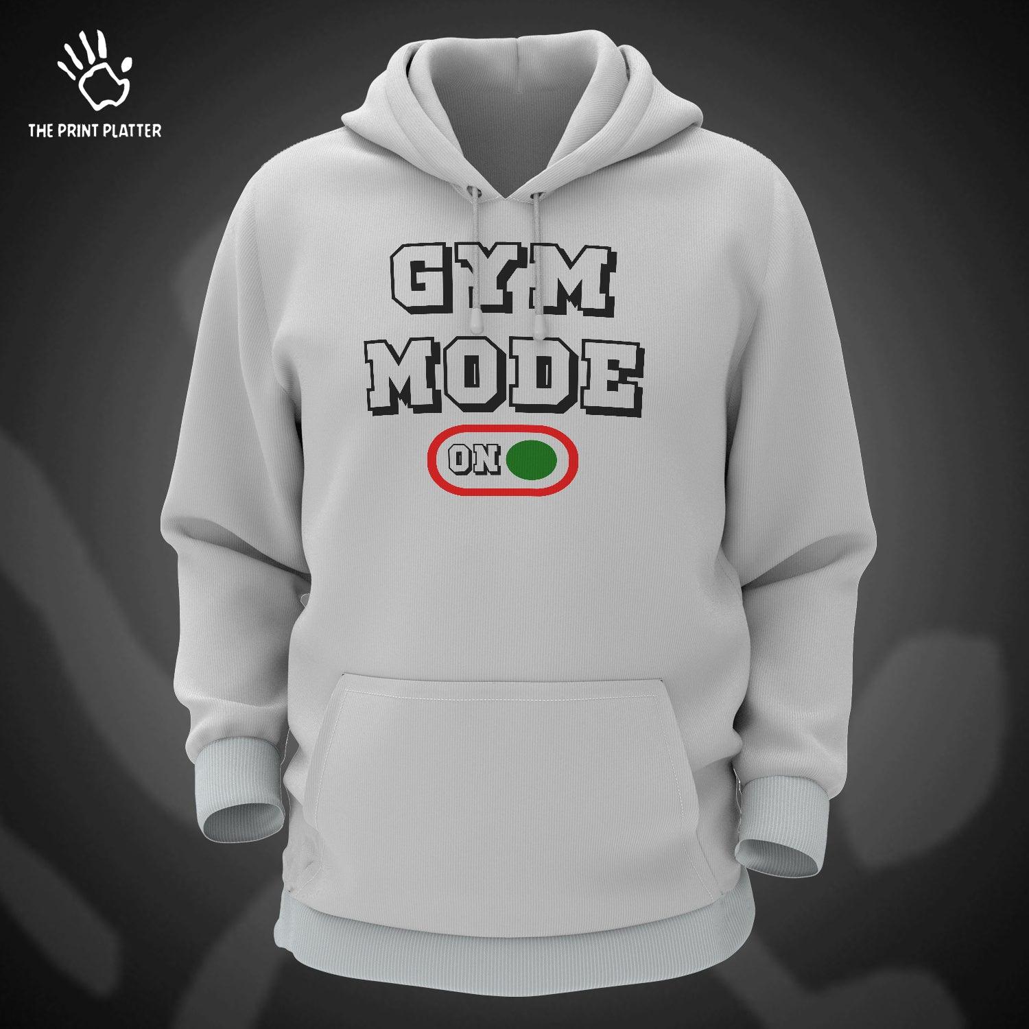 GYM MODE ON Cotton Bio Wash 330gsm Sweatshirt with Hood for Winter | H-R33