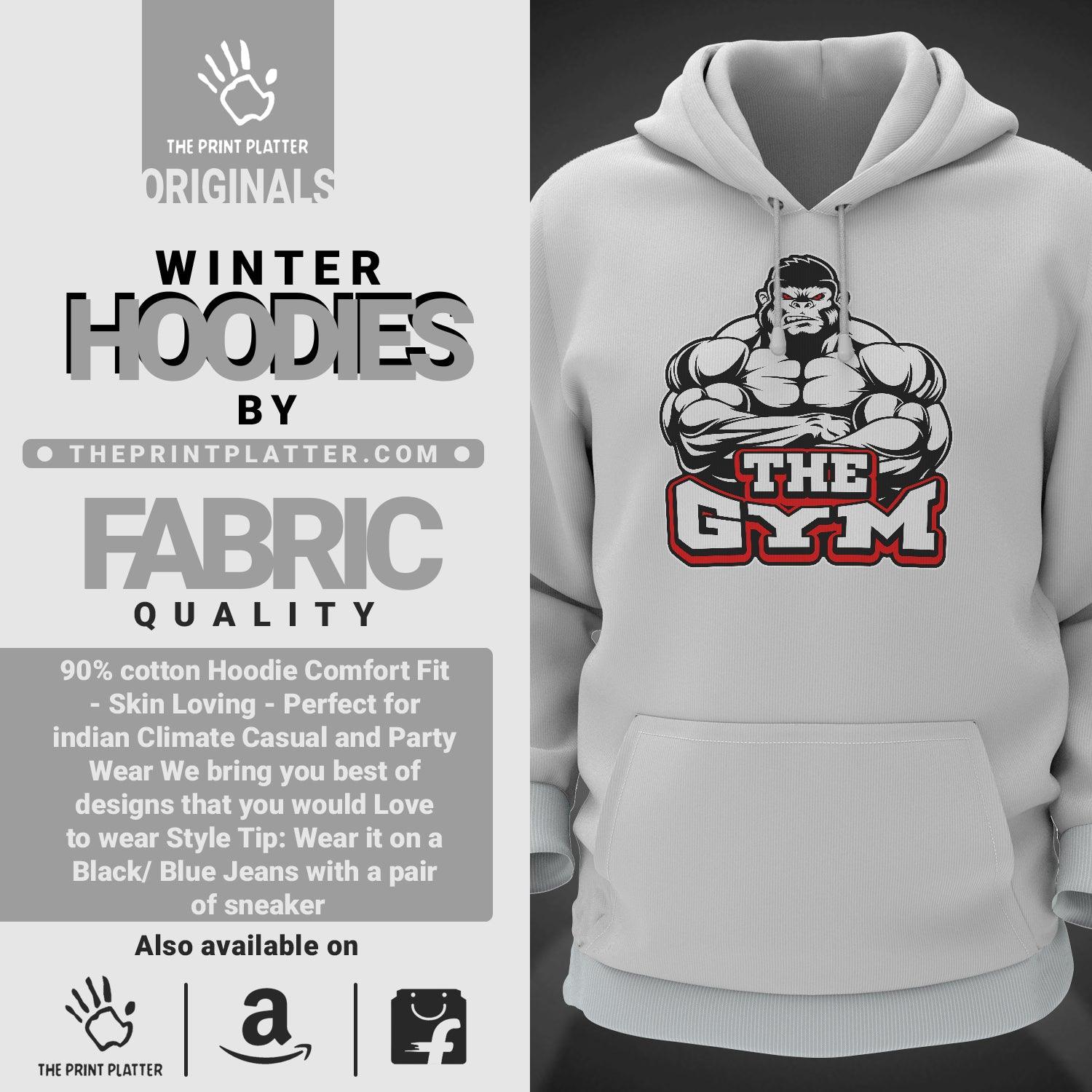 The Gym Cotton Bio Wash 330gsm Sweatshirt with Hood for Winter | H-R34