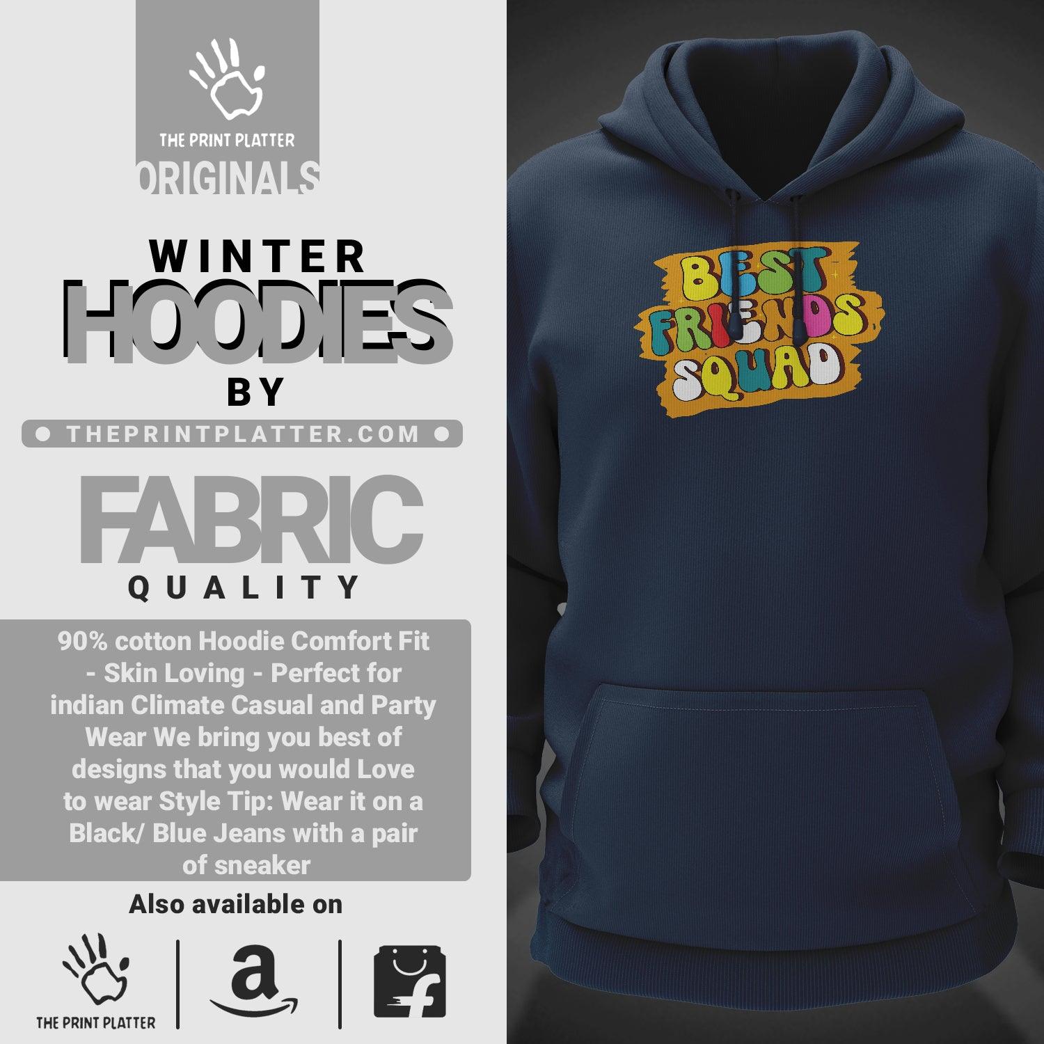 Best Friends Squad Cotton Bio Wash 330gsm Sweatshirt with Hood for Winter | H-R398