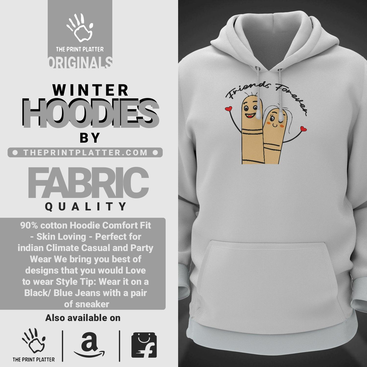 FriendsForever Cotton Bio Wash 330gsm Sweatshirt with Hood for Winter | H-R400