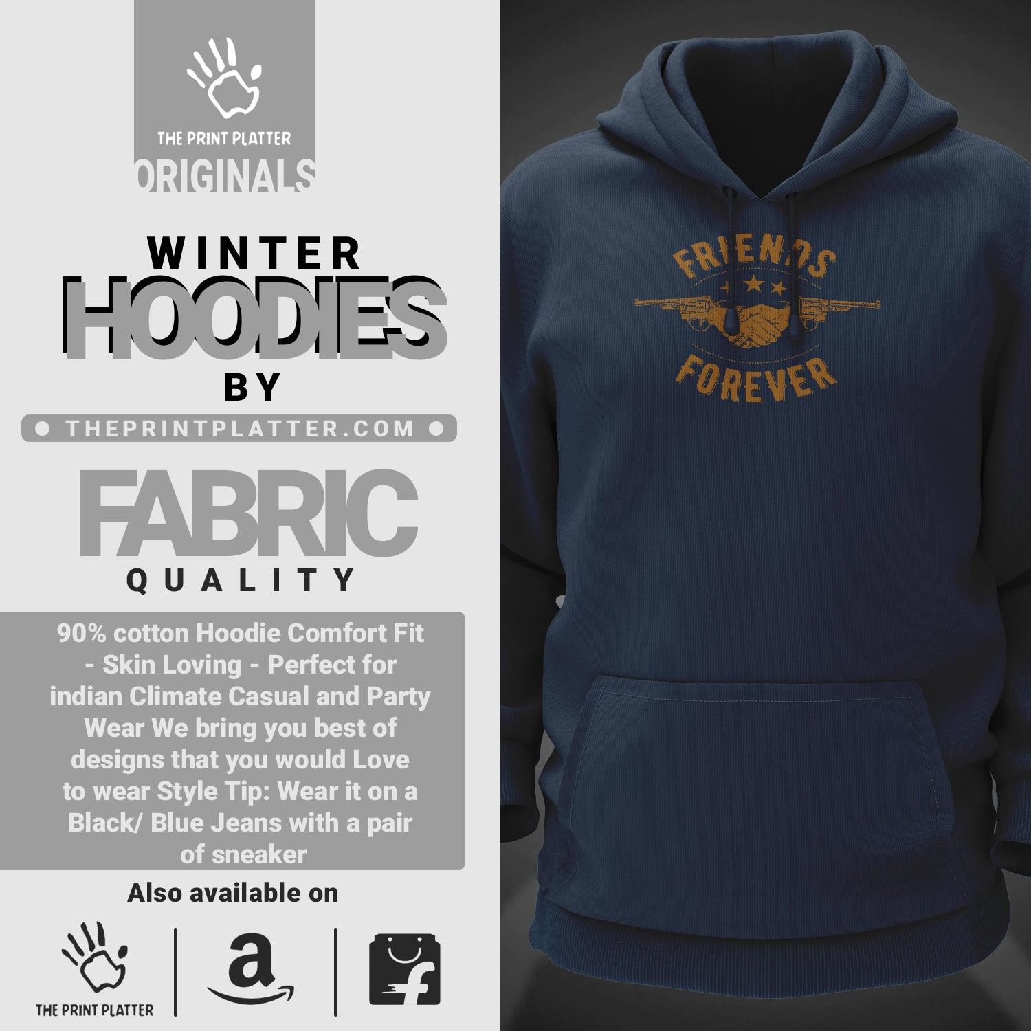 Friends Forever Cotton Bio Wash 330gsm Sweatshirt with Hood for Winter | H-R402