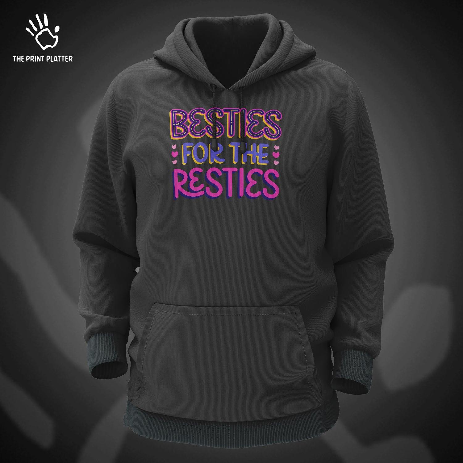 Besties For The Resties Cotton Bio Wash 330gsm Sweatshirt with Hood for Winter | H-R404